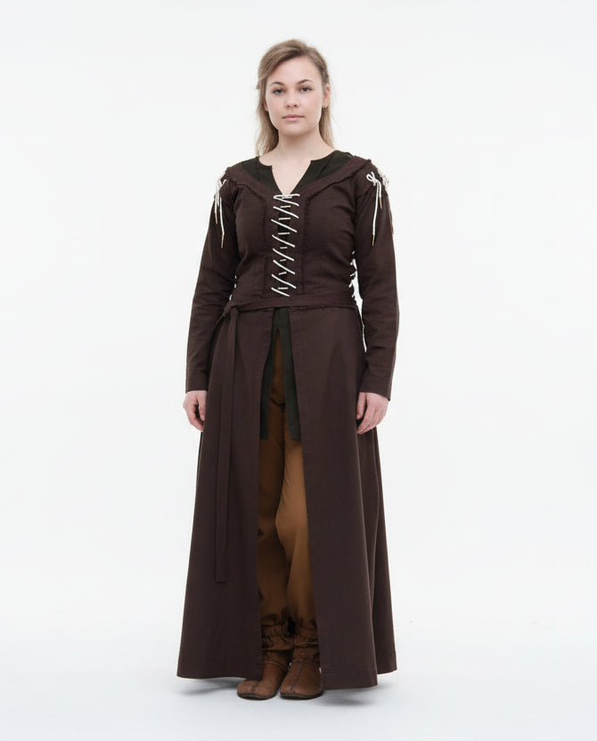 Imagen única de: Vestido Medieval Marit Con Cordones, Marrón