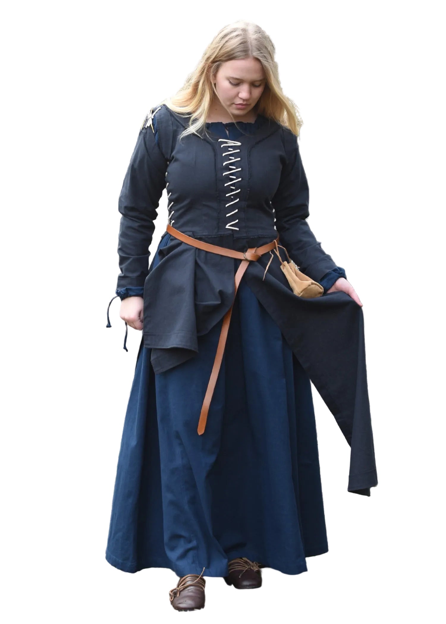 Imagen única de: Vestido Medieval Marit Con Cordones, Azul Oscuro