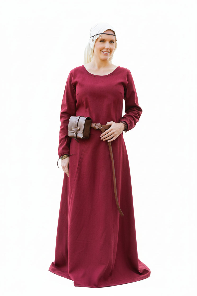 Imagen única de: Vestido Medieval Sencillo Afra De Lona, Rojo Vino.