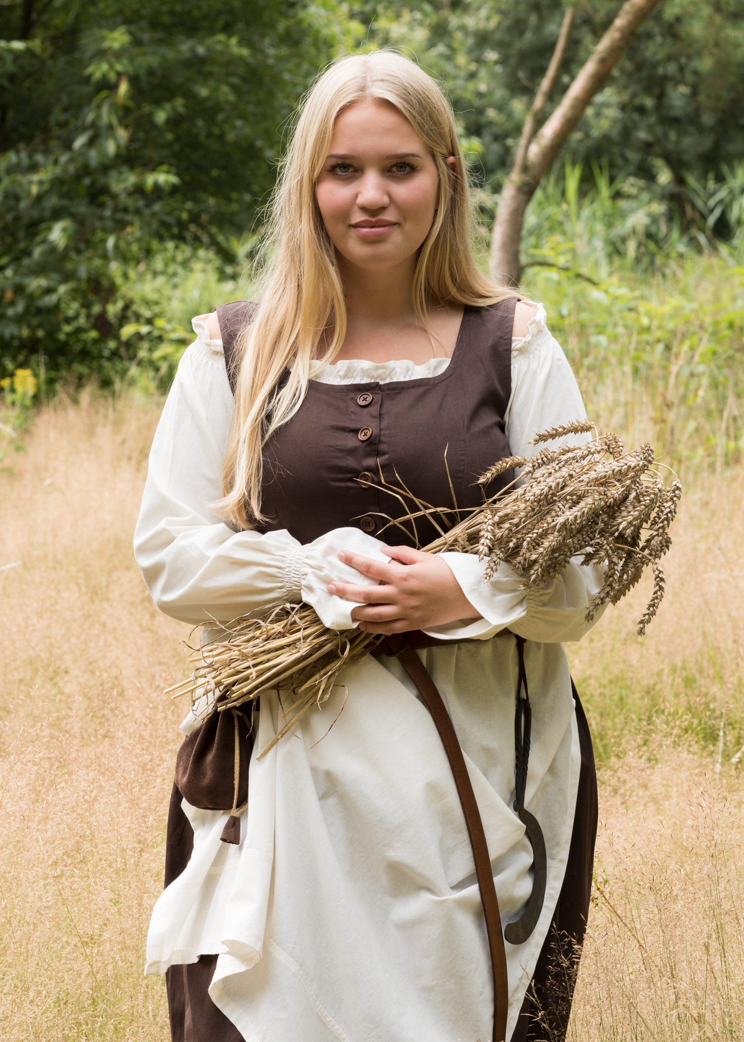 Imagen única de: Vestido Medieval Sin Mangas, Vestido De Tirantes Lene, Marrón
