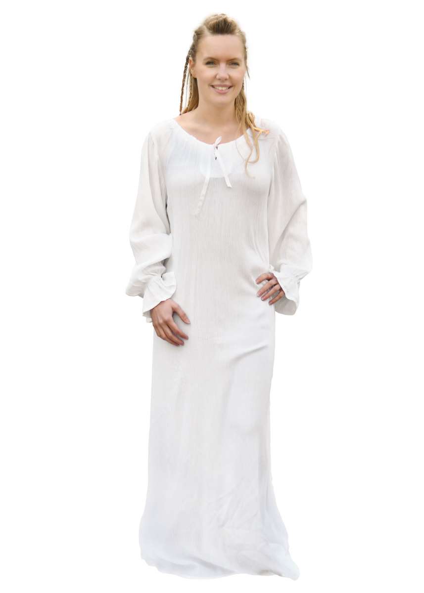 Lightweight Medieval Nightgown with Wrinkled Effect, White