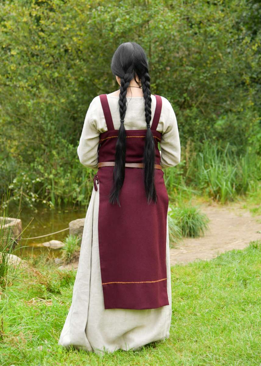 Vestido avental vikingo de lã Forseti bordeaux
