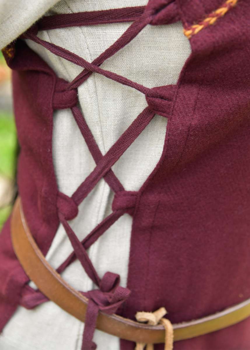 Vestido avental vikingo de lã Forseti bordeaux