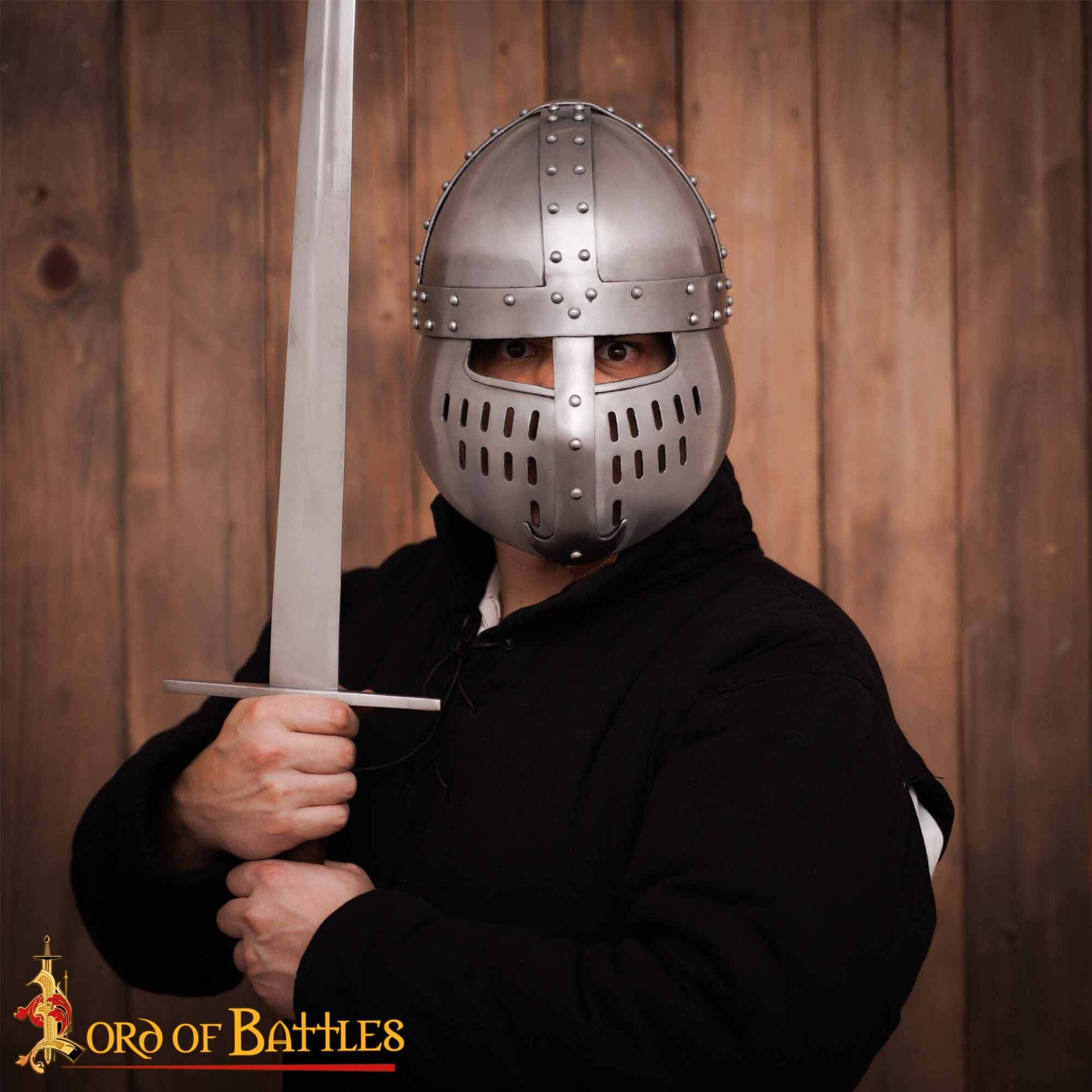 Imagen única de: Yelmo Spangenhelm normando con protector facial y forro de cuero - imagen 12