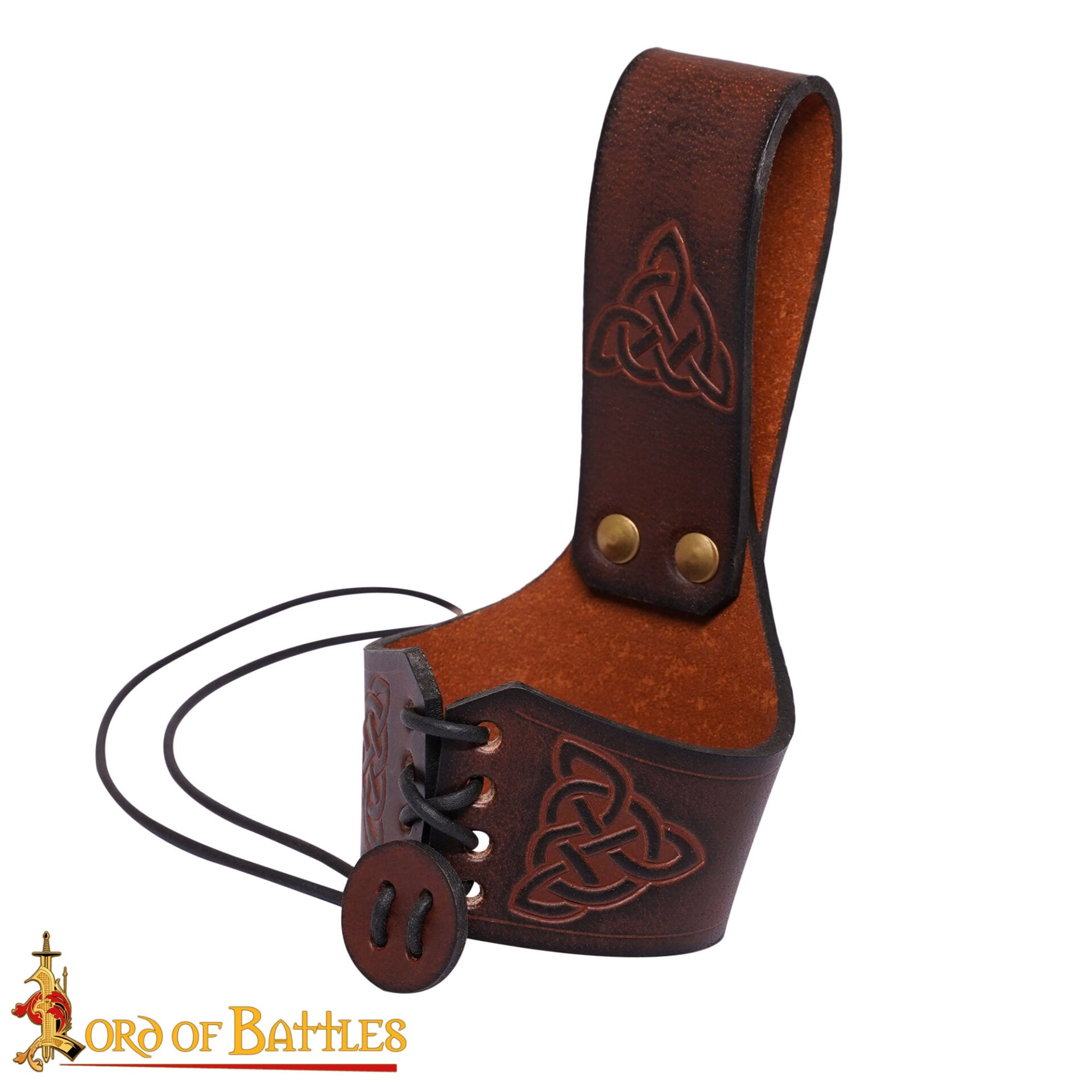 Funda para cuerno de cuero con nudo celta y remaches de latón (S, L) - imagen 41