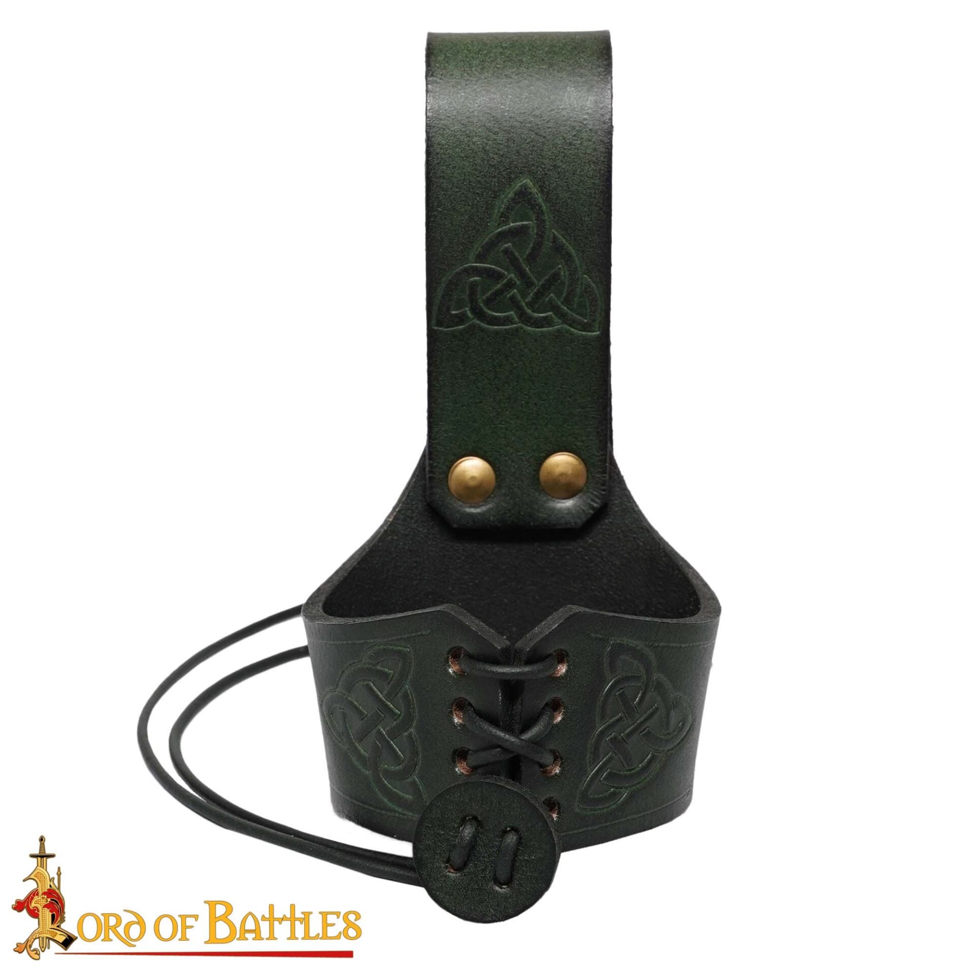 Funda para cuerno de cuero con nudo celta y remaches de latón (S, L) - imagen 45