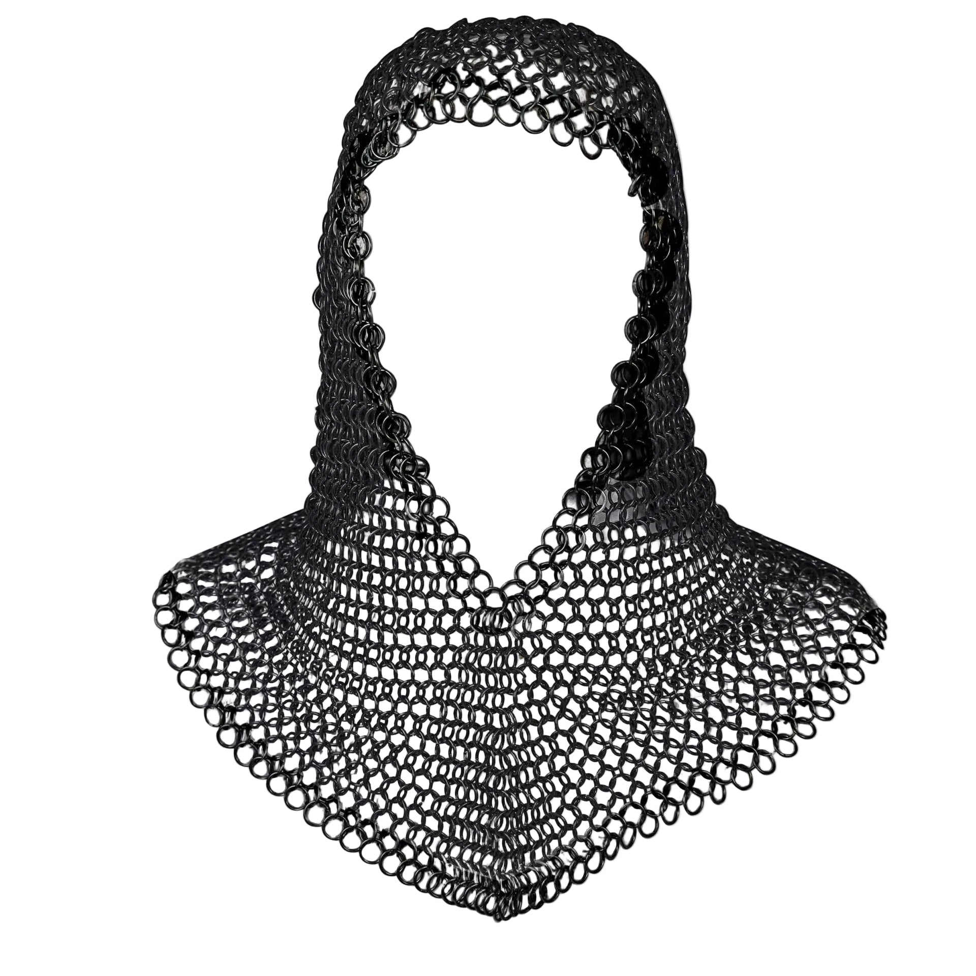 Imagen única de: Cofia Medieval de Cota de Malla - Anillas de Acero Dulce Conificado - Acabado Ennegrecido - 10 Mm 16 Galgas - Grande