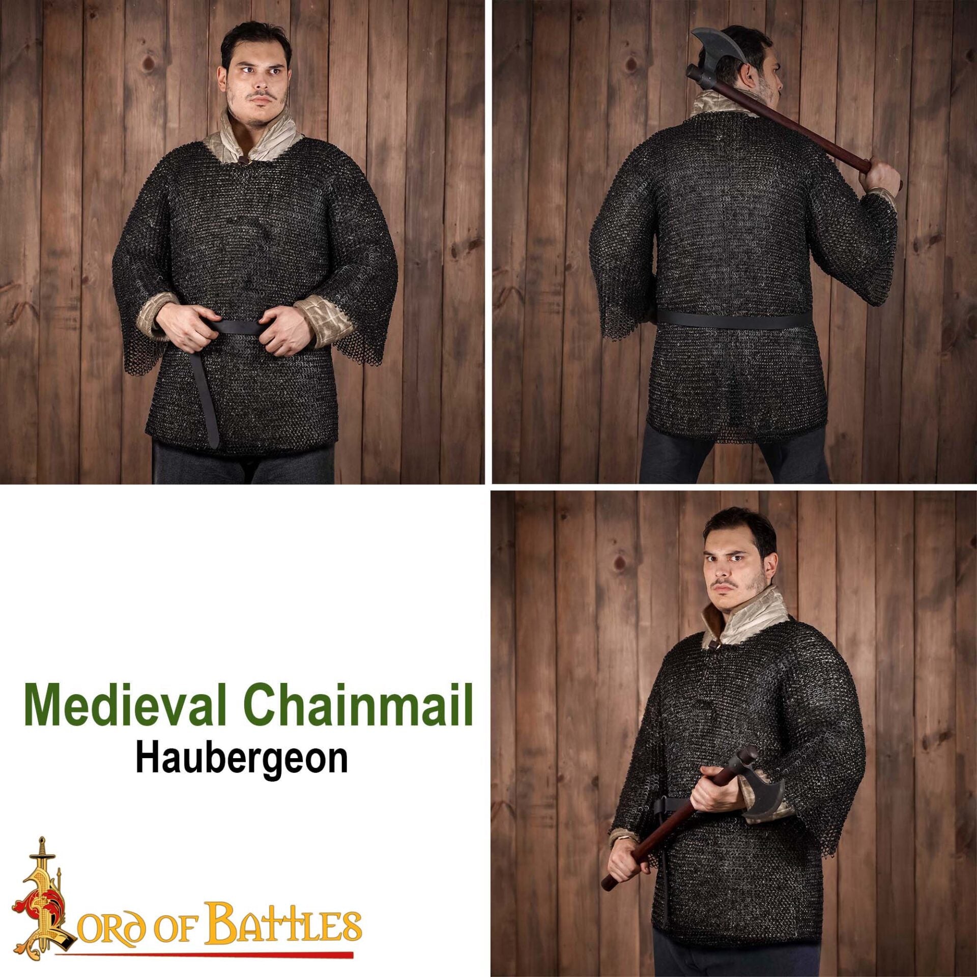Haubergeon de malla, mangas medias, anillas 9 mm remachadas - 18 gauge - imagen 14