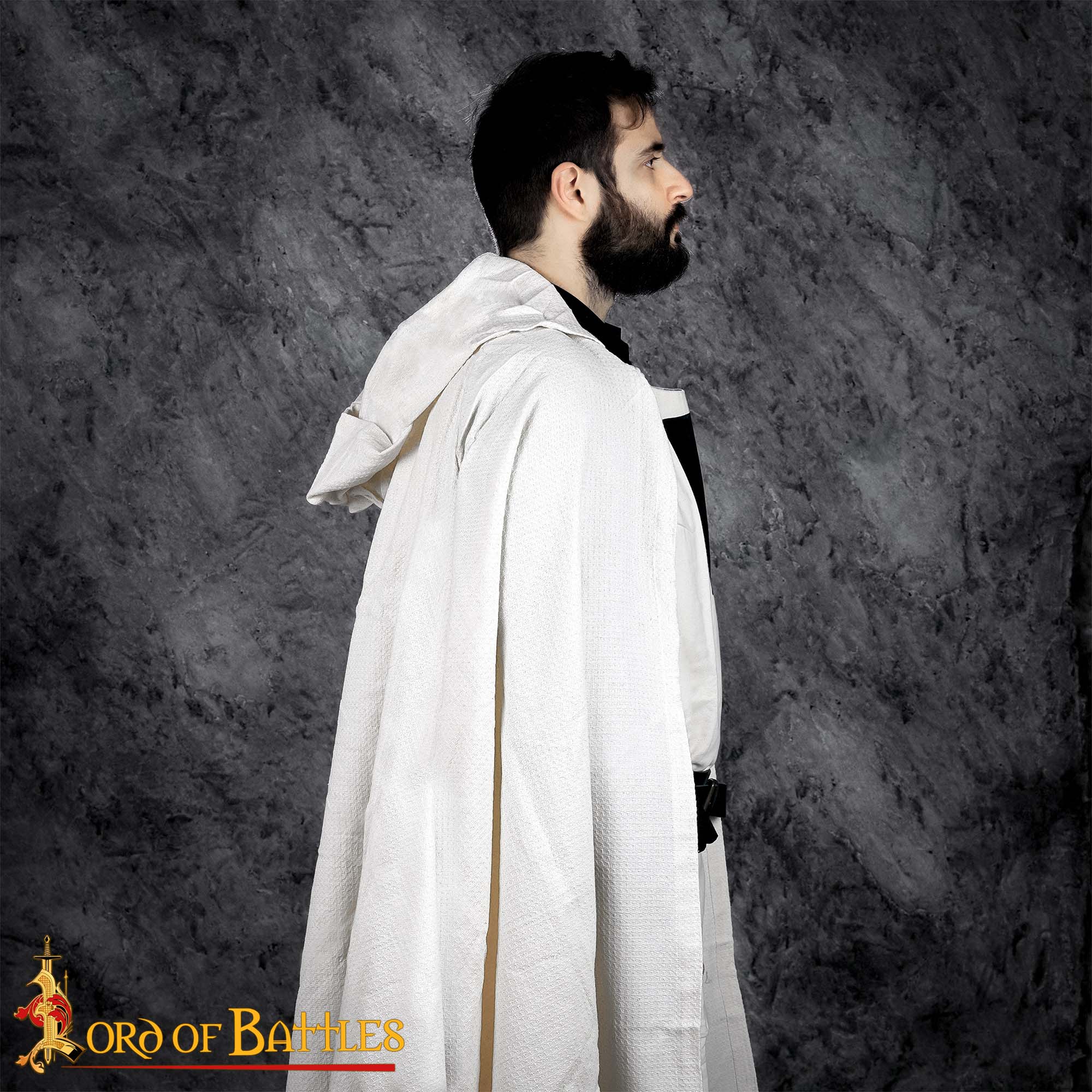 Imagen única de: Capa templaria con capucha, siglo XIII — Algodón y cruz negra - Con Defecto