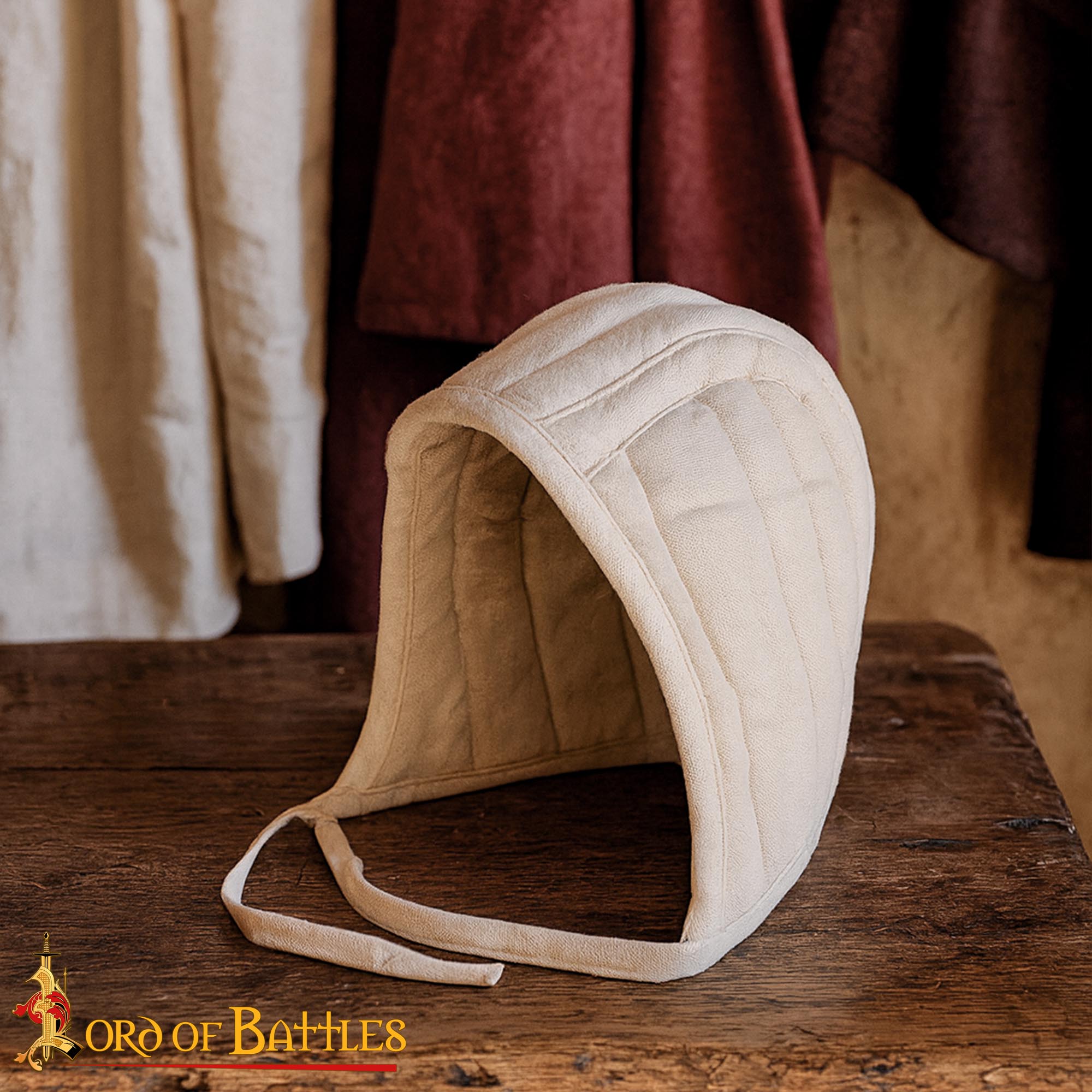 Gorro acolchado medieval de 3 capas para casco