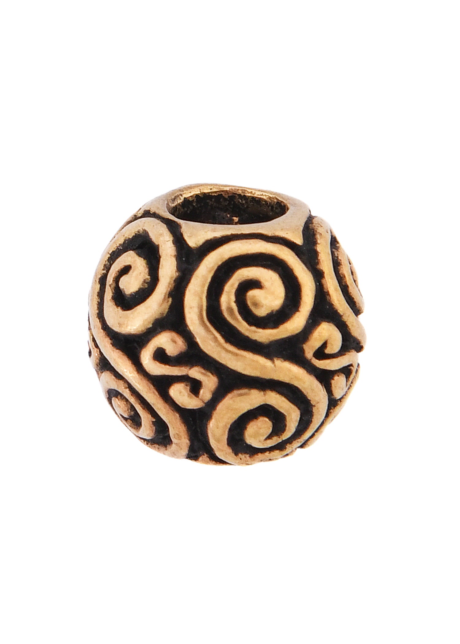 Imagen única de: Cuenta Redonda Para Barba Y Cuenta Para Rizos Con Espirales Dobles De Bronce