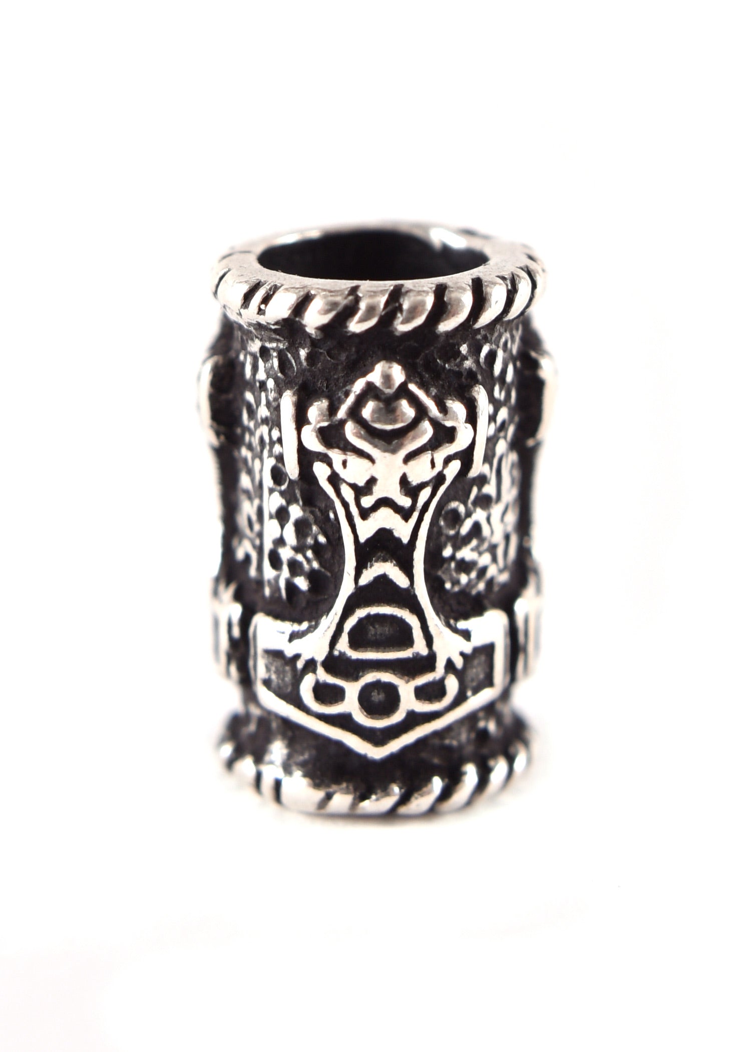 Imagen única de: Cuenta De Barba Vikinga Con Martillo De Thor De Plata