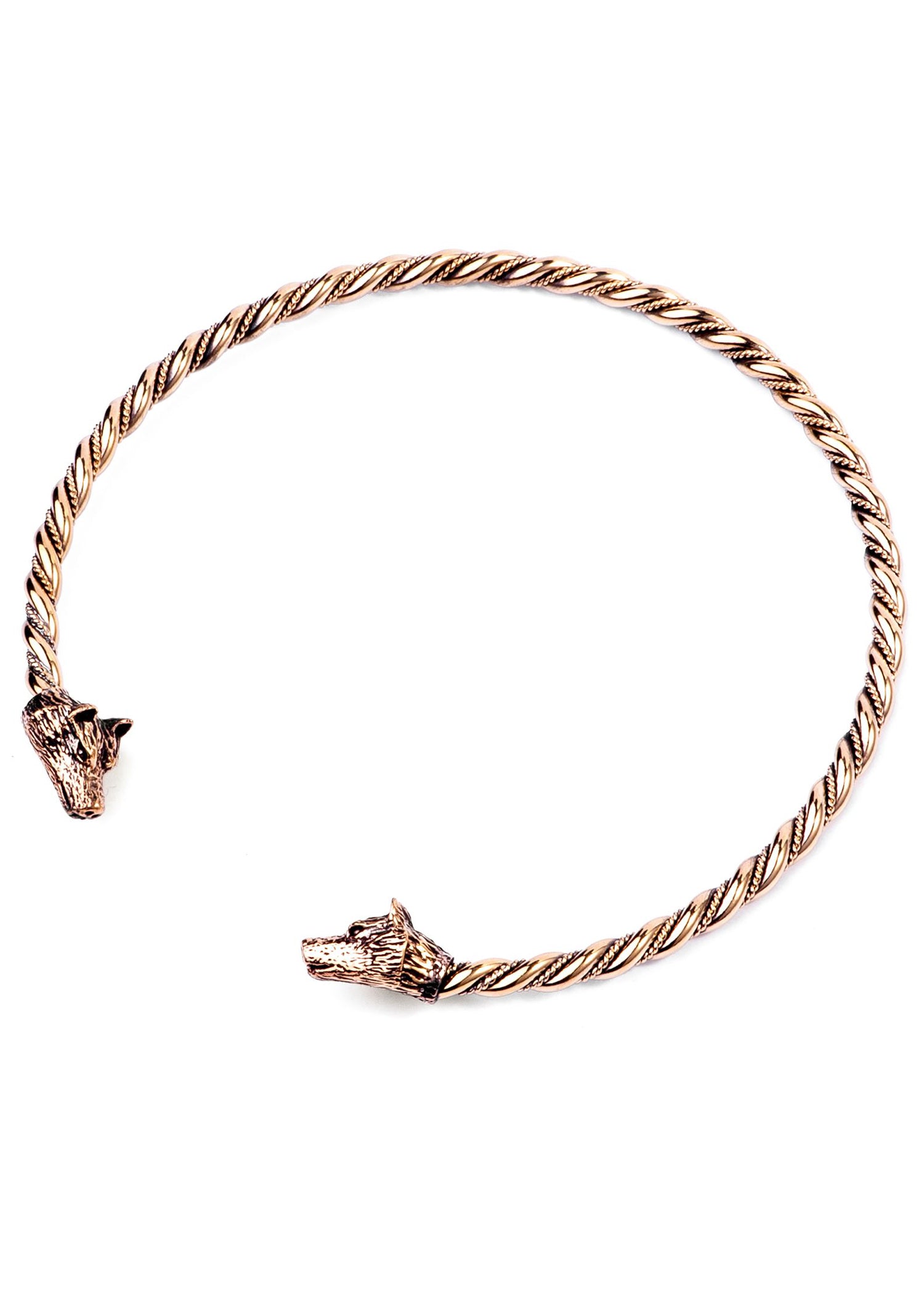 Imagen única de: Torques - Gargantilla Vikinga Con Lobos De Bronce, Con Cordón, Pequeña