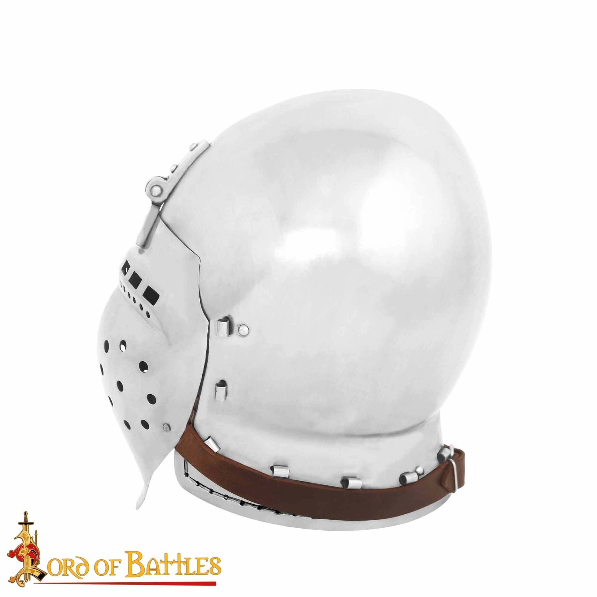 Bacinete medieval siglo XIV–XV con visera abatible y forro - imagen 11
