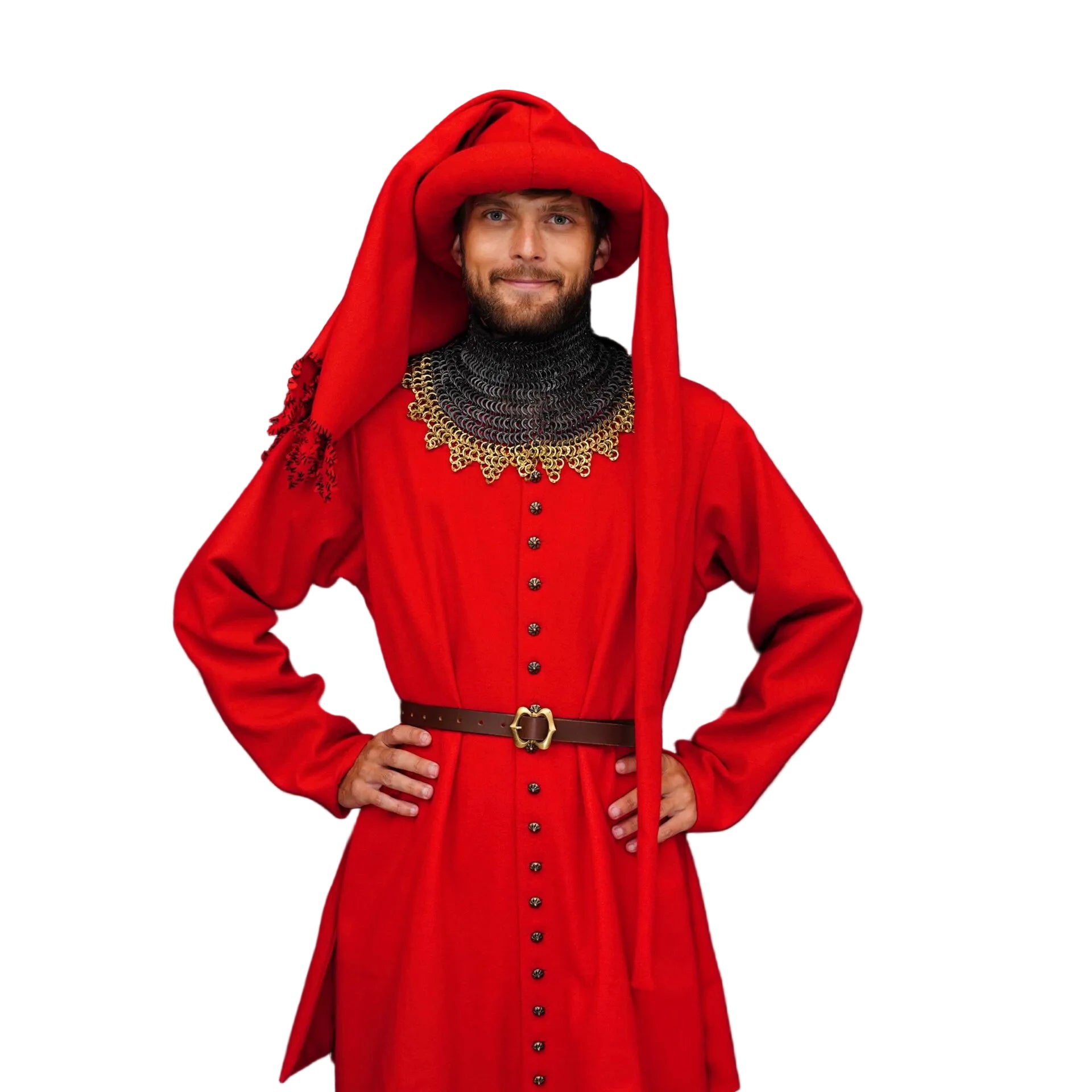 Chaperón medieval de lana (estilo tardío, siglo XV)