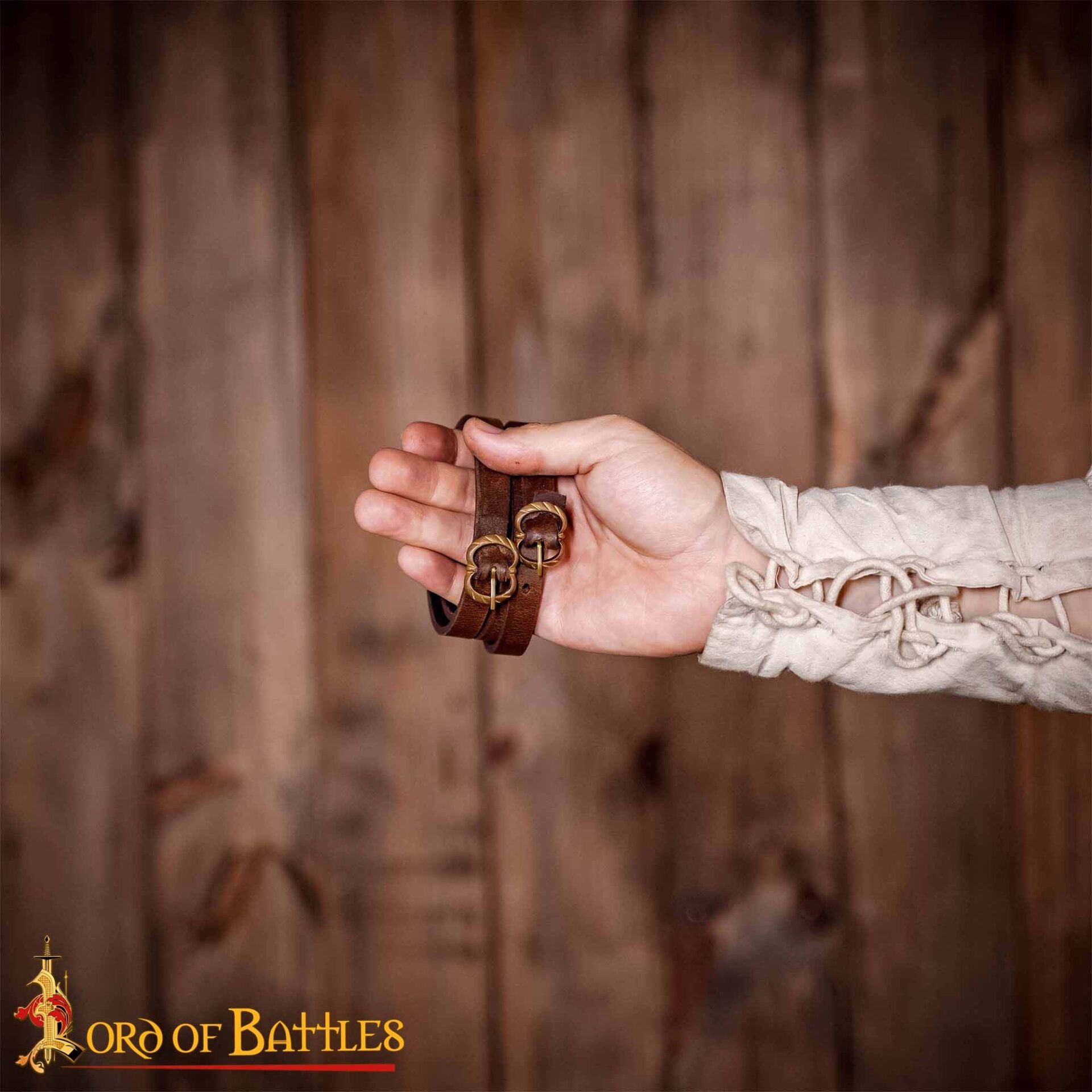 Ligas de cuero medievales con hebillas de latón — Renacimiento y LARP - imagen 19