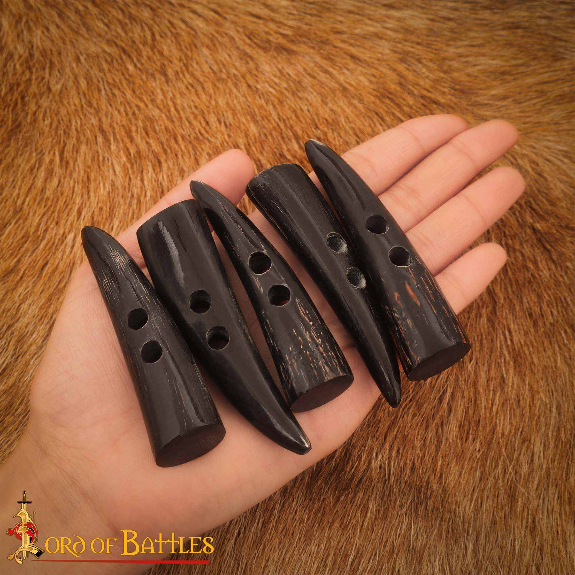 Conjunto de 5 pasadores de cuerno de buey vikingos, hechos a mano - imagen 2