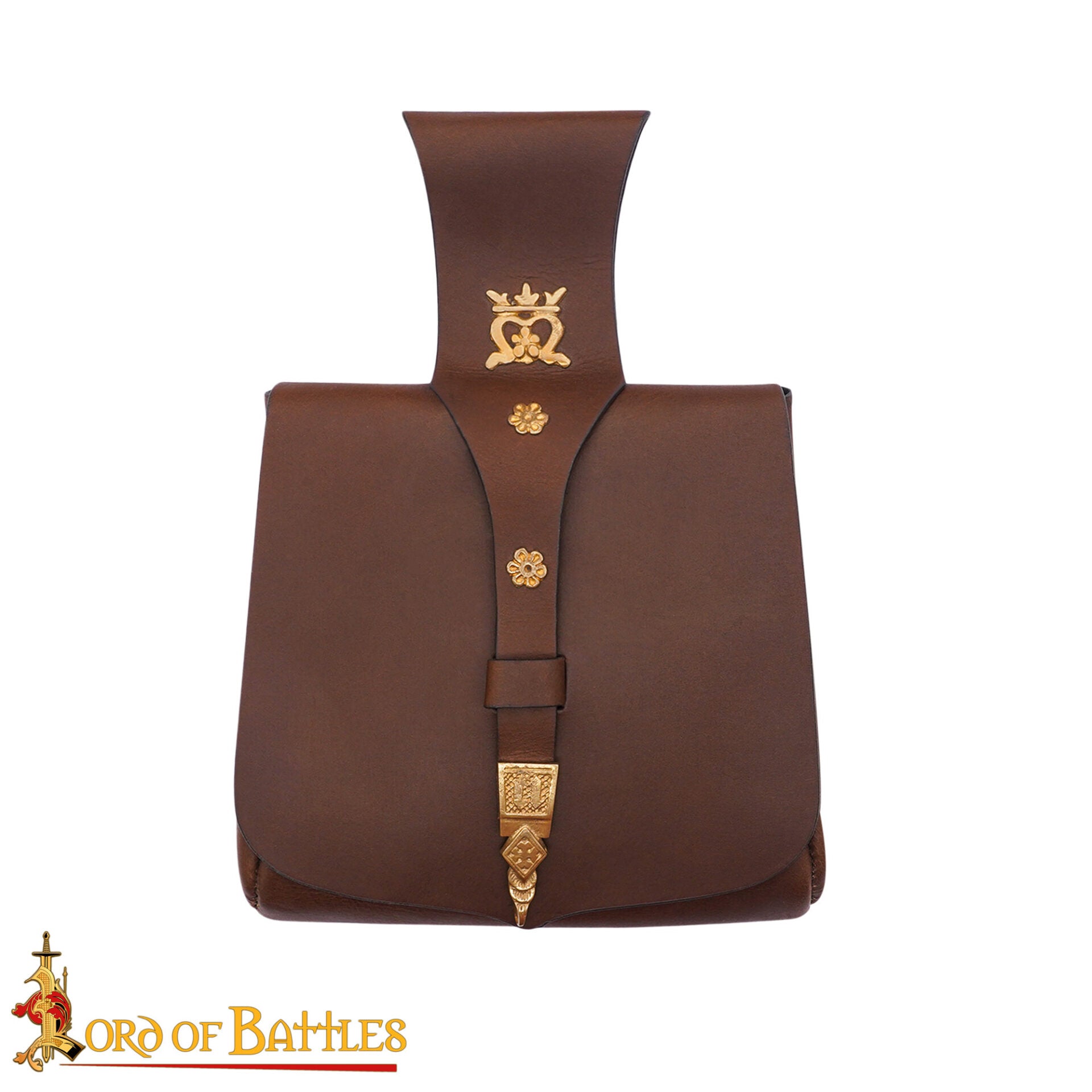 Bolsa de cinturón medieval King's Courtier de cuero con detalles de latón - imagen 11