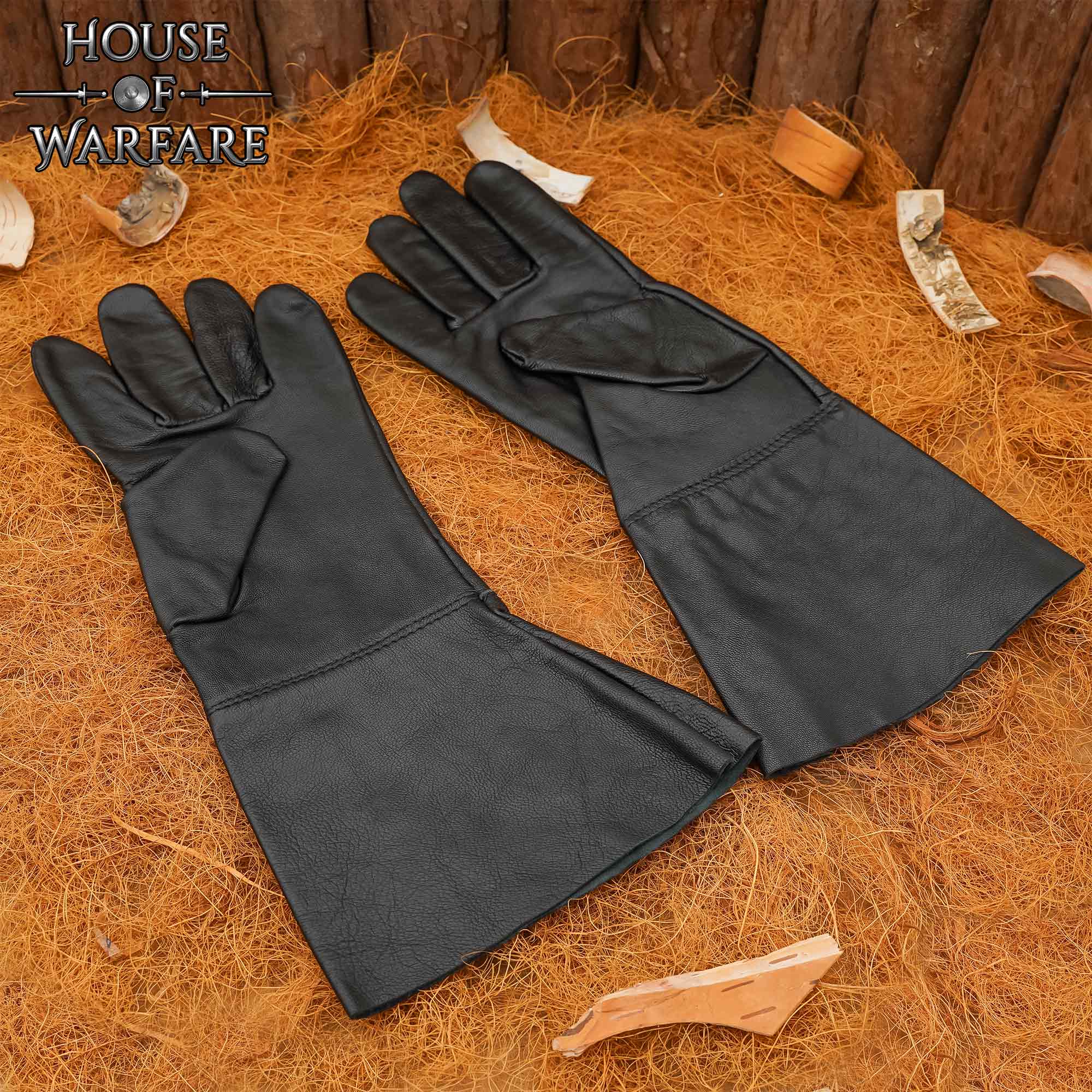 Guantes medievales de cuero con dedos completos para LARP y teatro - imagen 7