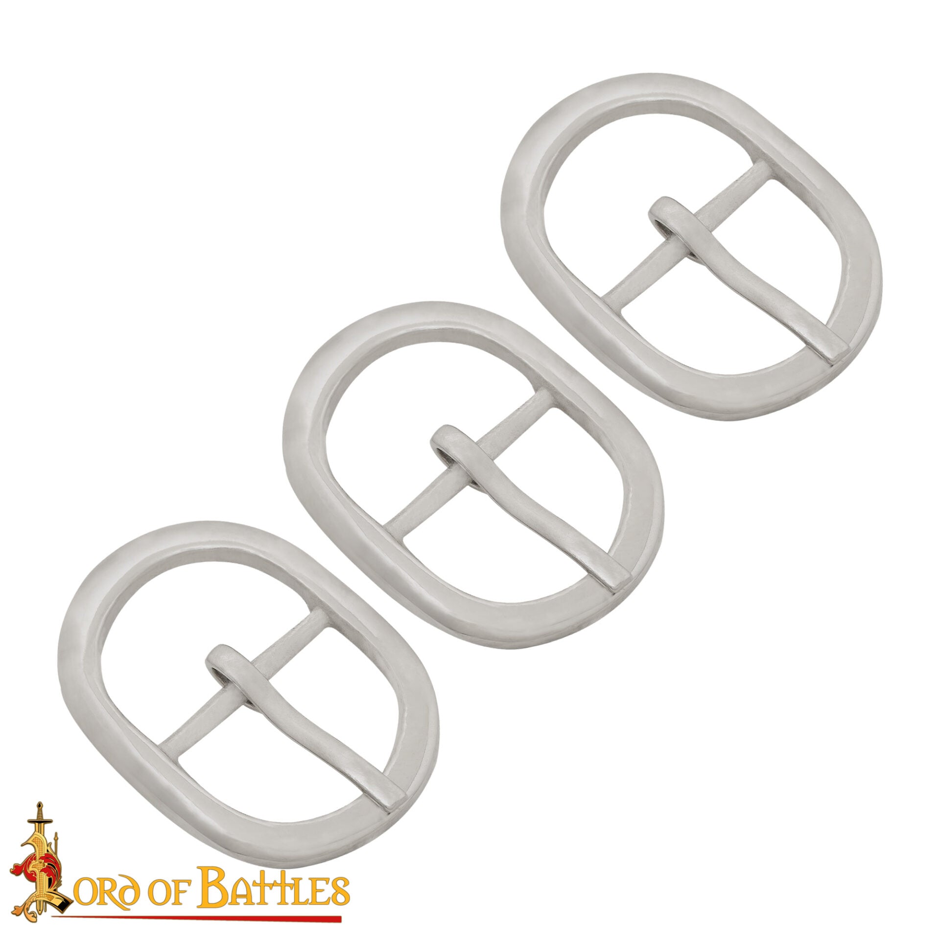 Imagen única de: Set de 3 hebillas ovaladas medievales de acero niquelado, 1,7 cm - imagen 4