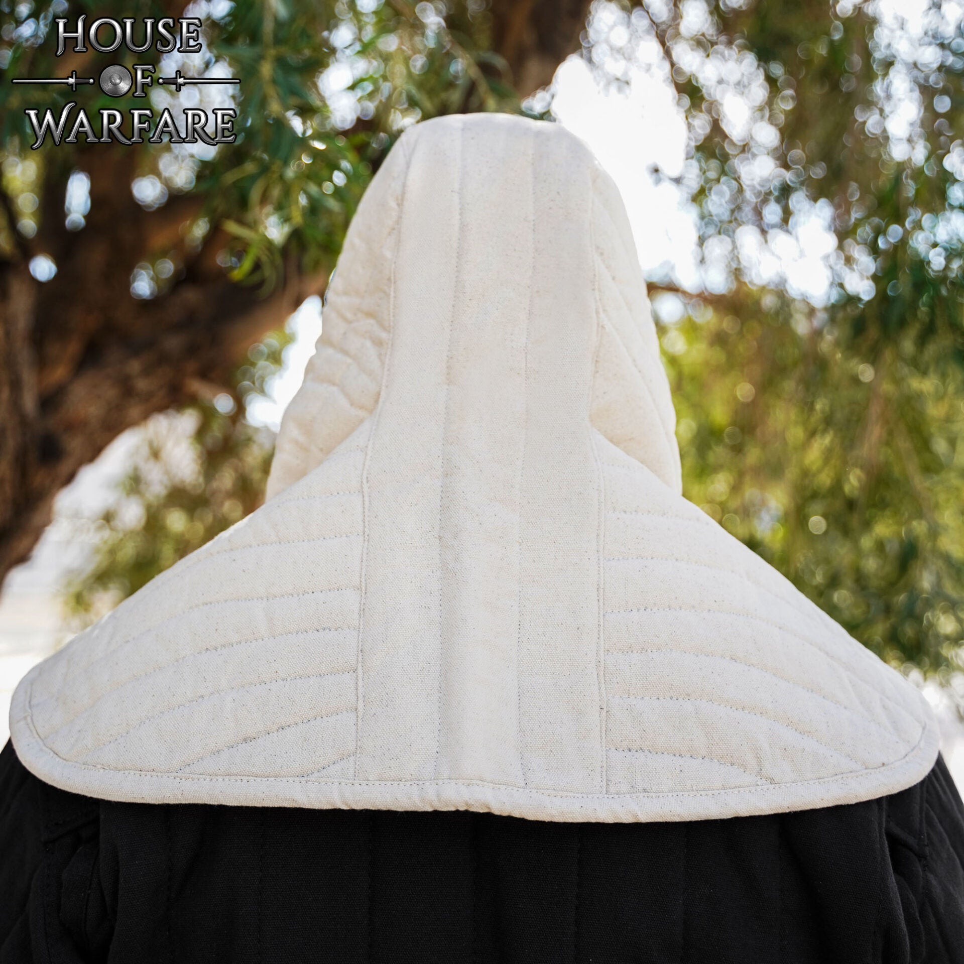 Capucha acolchada medieval con cuello — algodón acolchado (crudo) - imagen 8