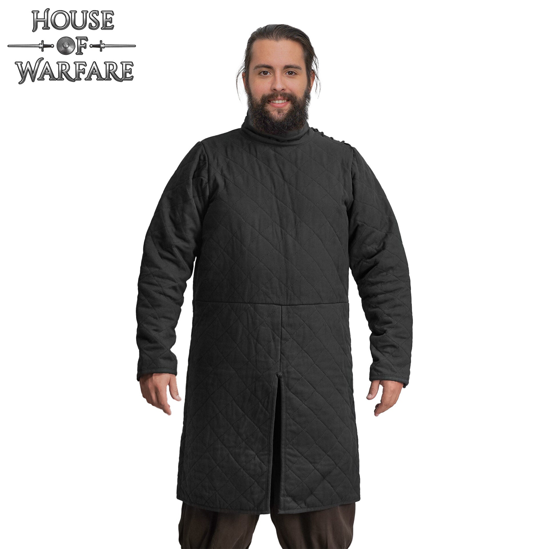 Gambesón medieval acolchado de doble capa con cuello alto - Negro - imagen 10