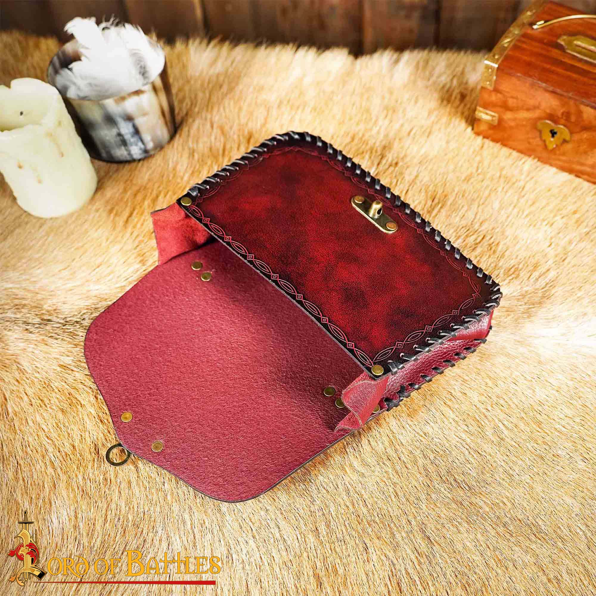 Bolsa de cinturón medieval de cuero repujado — LARP y recreación - imagen 35