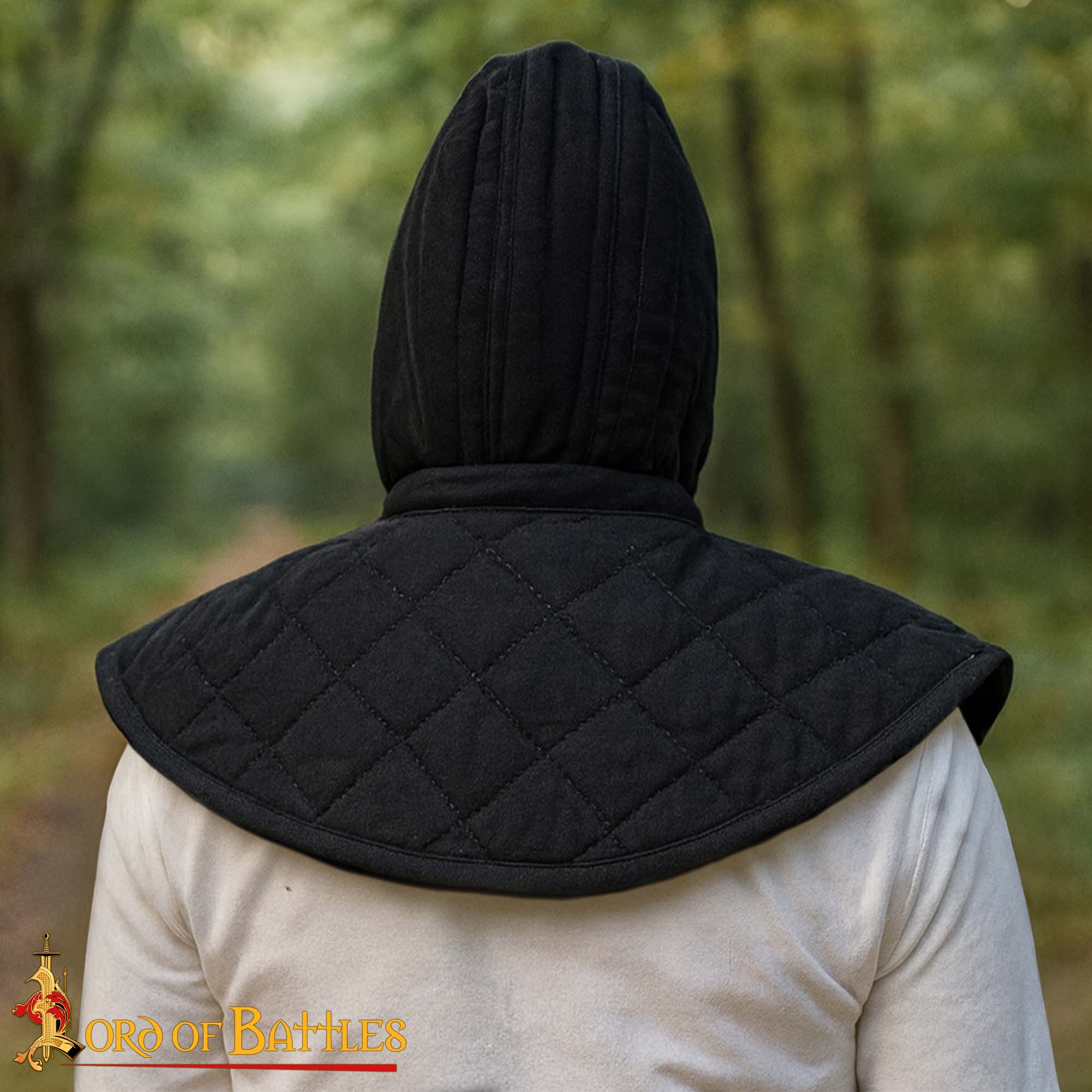 Capucha medieval acolchada de 3 capas con cuello - imagen 6