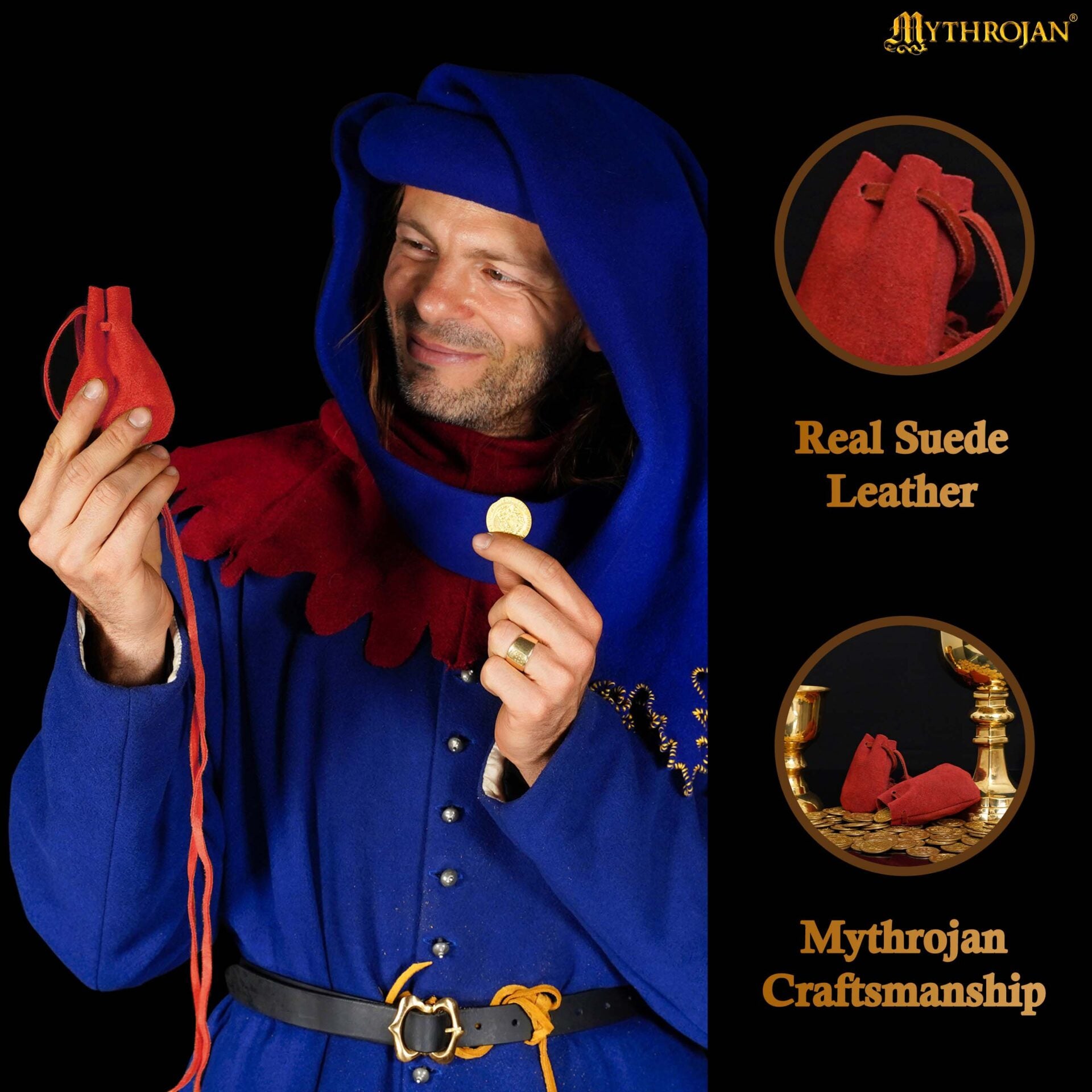 Bolsitas de ante para monedas y dados — Set 2 tamaños para LARP y recreación - imagen 10