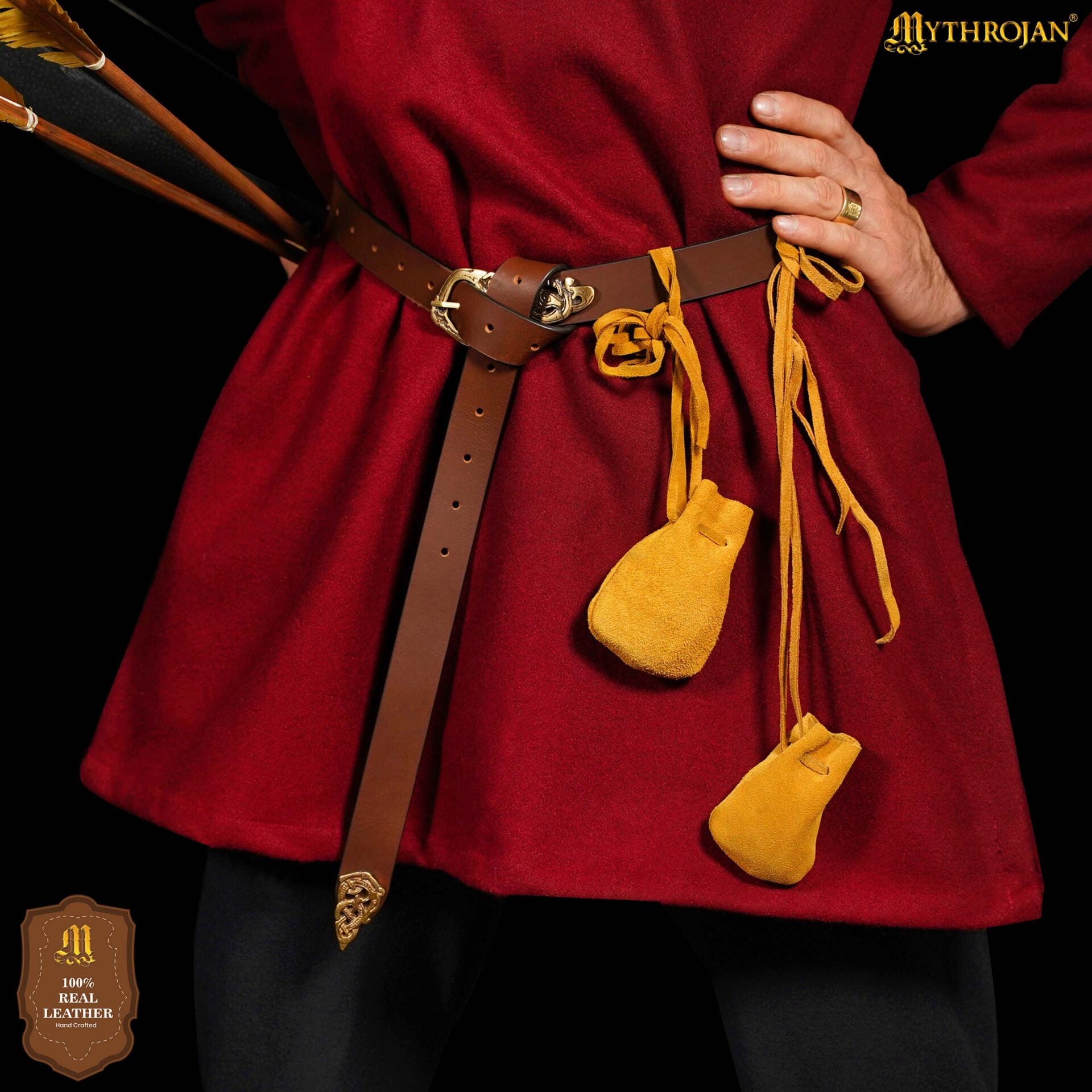 Bolsitas de ante para monedas y dados — Set 2 tamaños para LARP y recreación - Amarillo