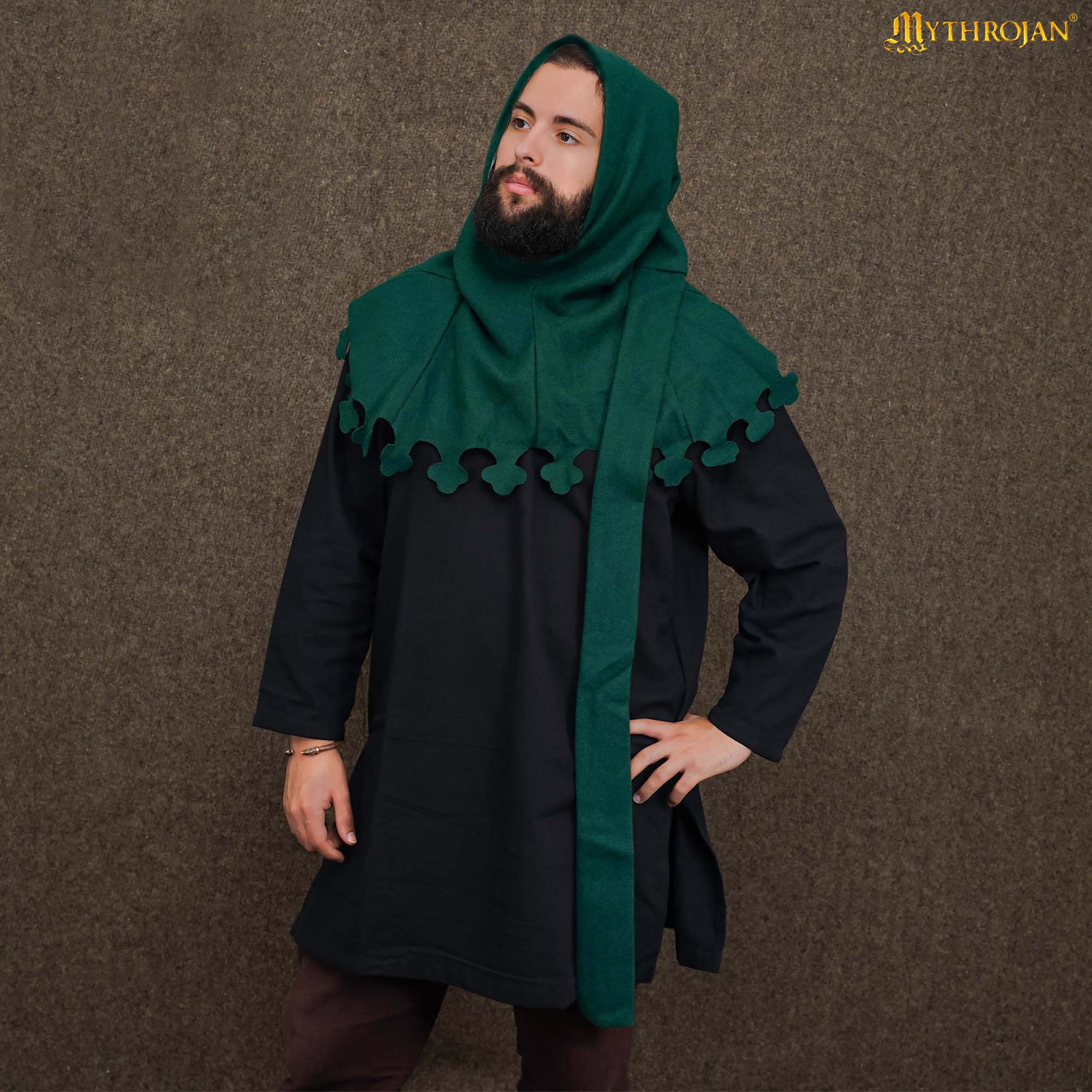 Capucha liripipe medieval de lana - imagen 7