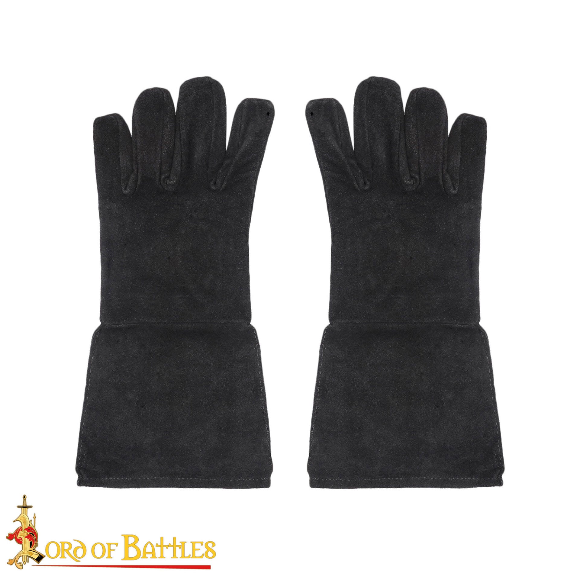 Guantes medievales de ante 38 cm con costura interior — Marrón / Negro - imagen 15