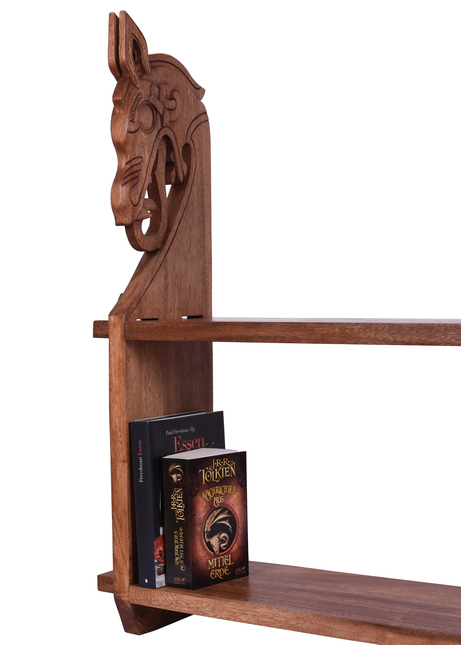 Imagen única de: Estante Vikingo De Madera Con Cabeza De Dragón, Grande