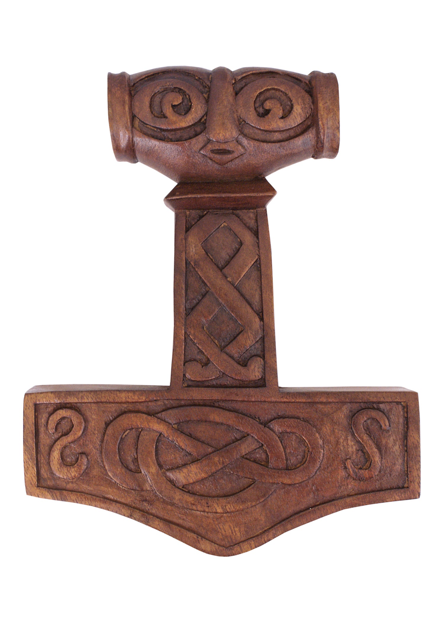 Imagen única de: Martillo De Thor De Madera Con Cara Tallada.