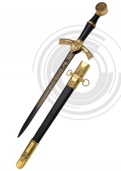 Imagen única de: Daga Medieval Negra y Dorada con Vaina 15422