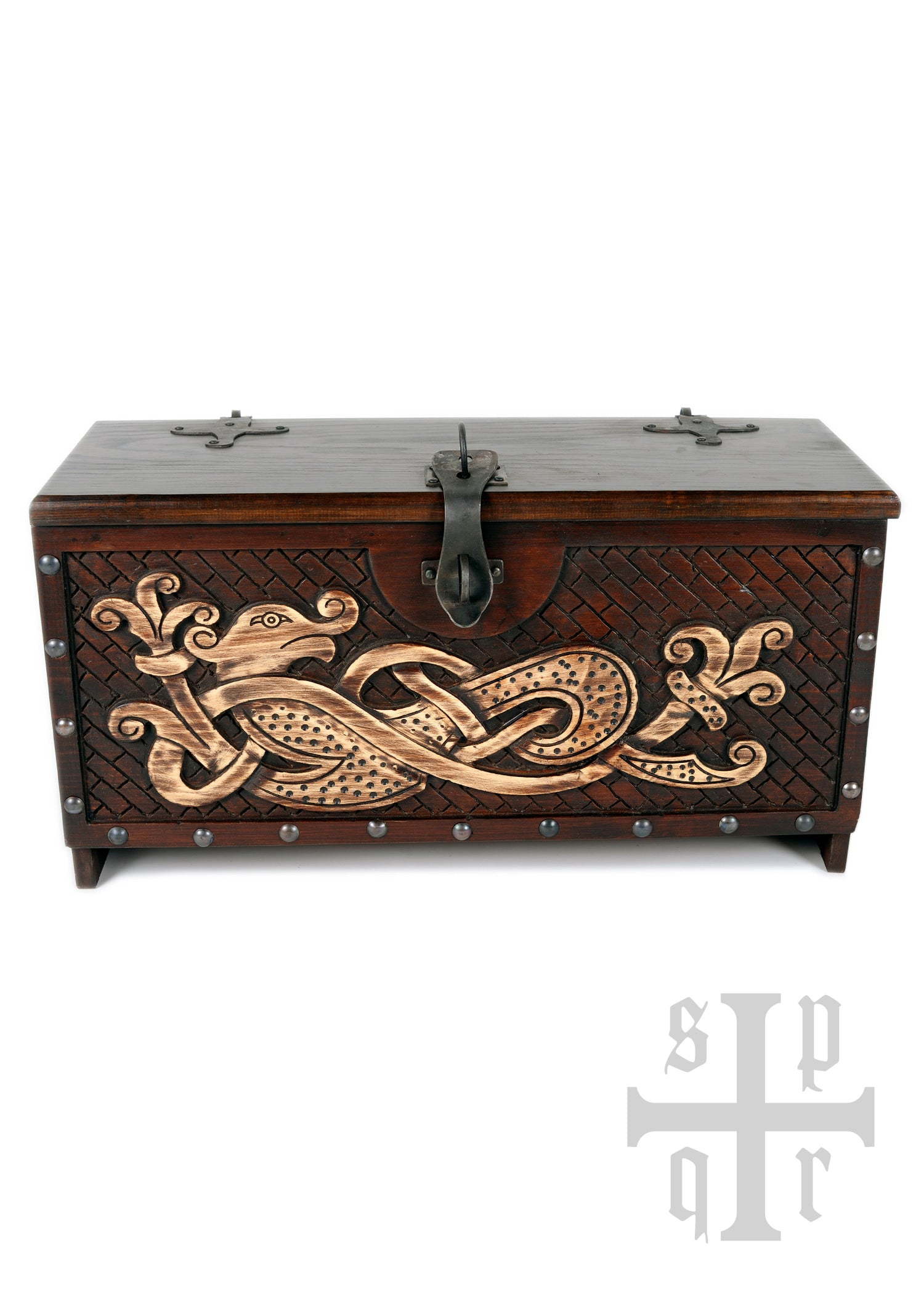 Imagen única de: Cómoda Vikinga De Madera Con Motivo De Serpiente Midgard N.º 1, Aprox. 66 X 25 X 35 Cm
