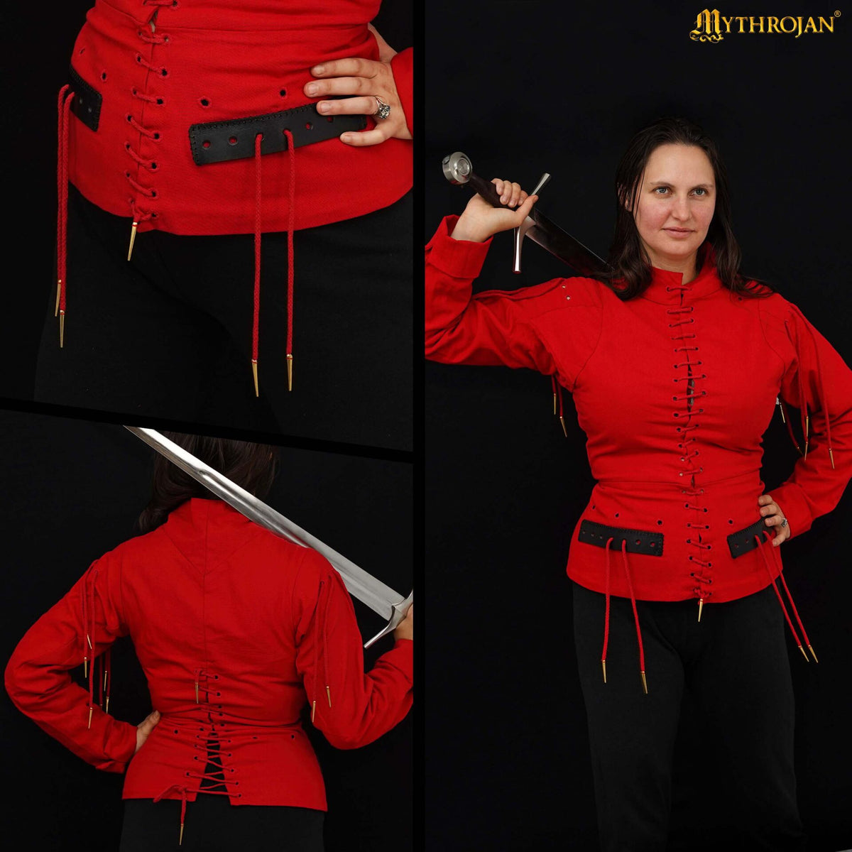 Imagen única de: Jubón armado 'The Knight' — Acolchado medieval tardío (negro, talla L) - Con Defecto