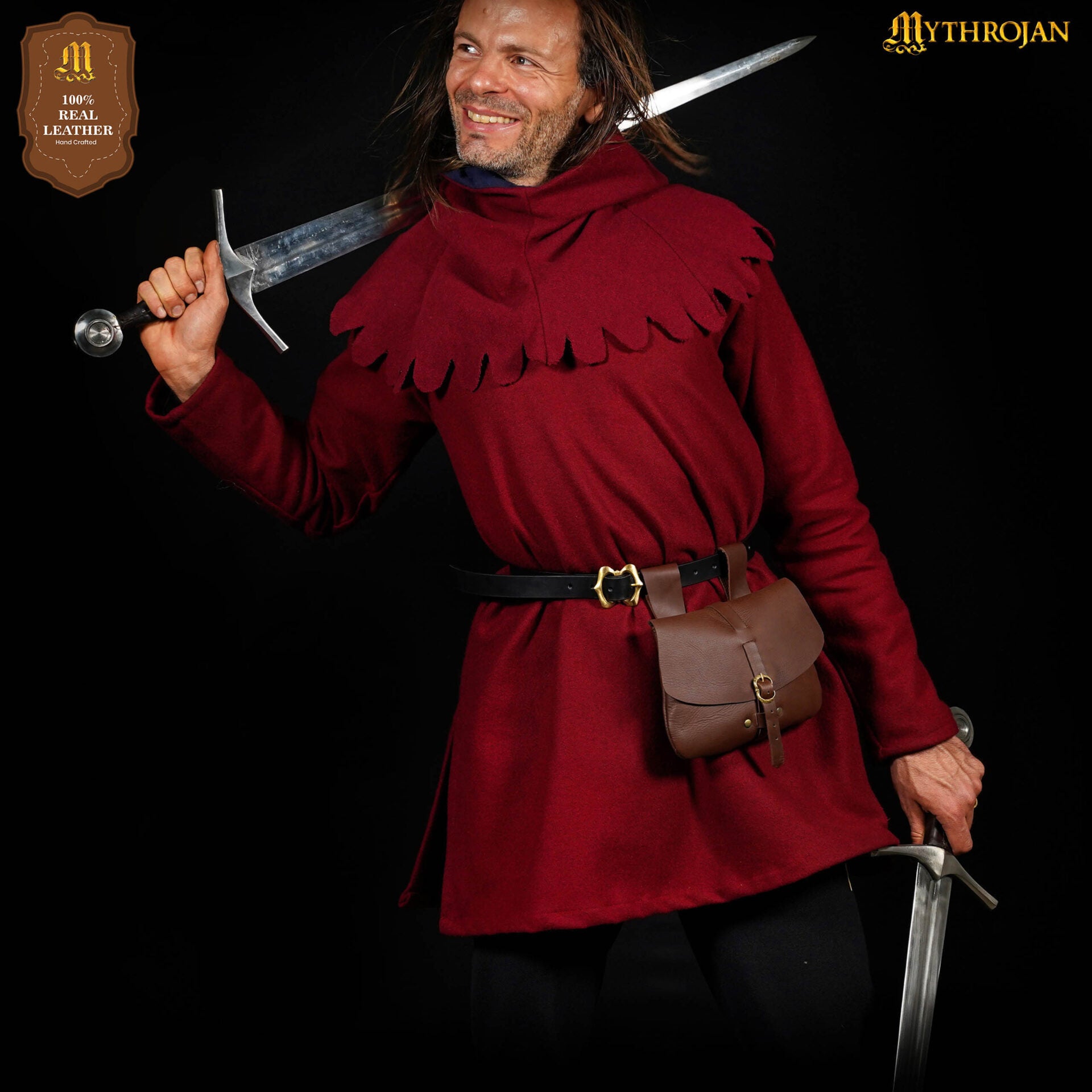 Bolsa de cintura medieval de cuero genuino - LARP y disfraces - imagen 20
