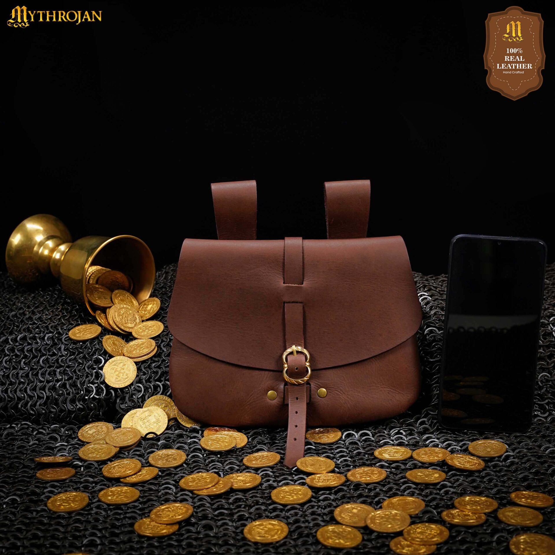 Bolsa de cintura medieval de cuero genuino - LARP y disfraces - imagen 18