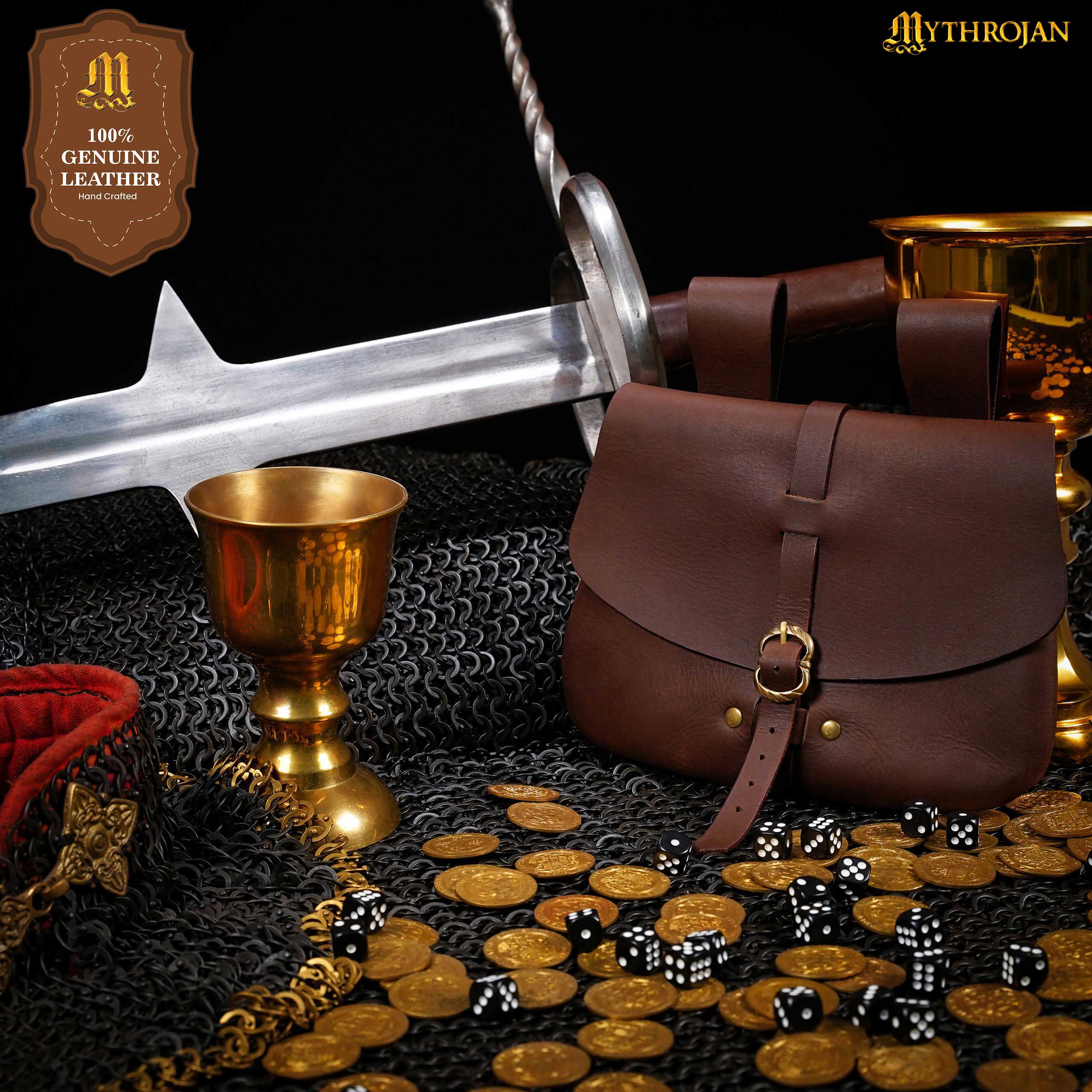 Bolsa de cintura medieval de cuero genuino - LARP y disfraces - imagen 19