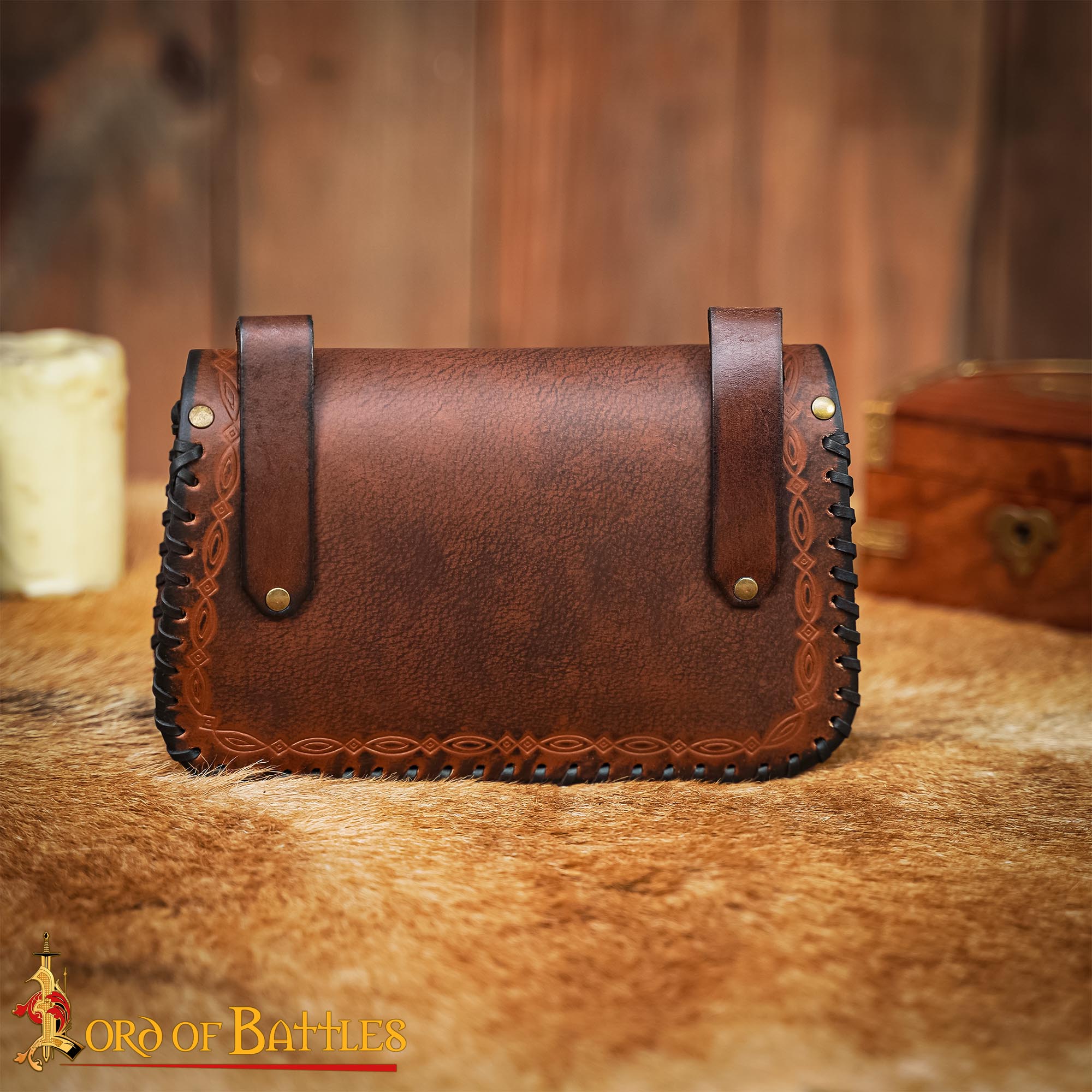 Bolsa de cinturón medieval de cuero repujado — LARP y recreación - imagen 39