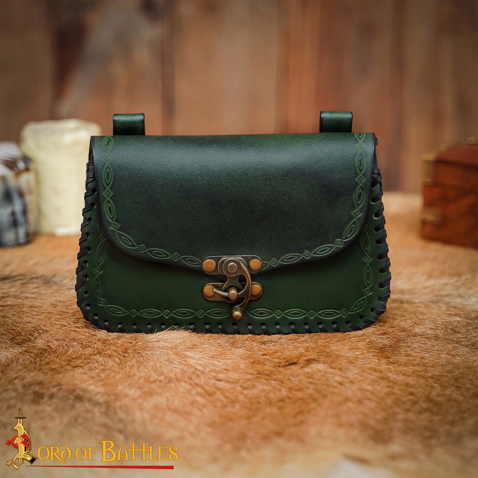 Bolsa de cinturón medieval de cuero repujado — LARP y recreación - imagen 48