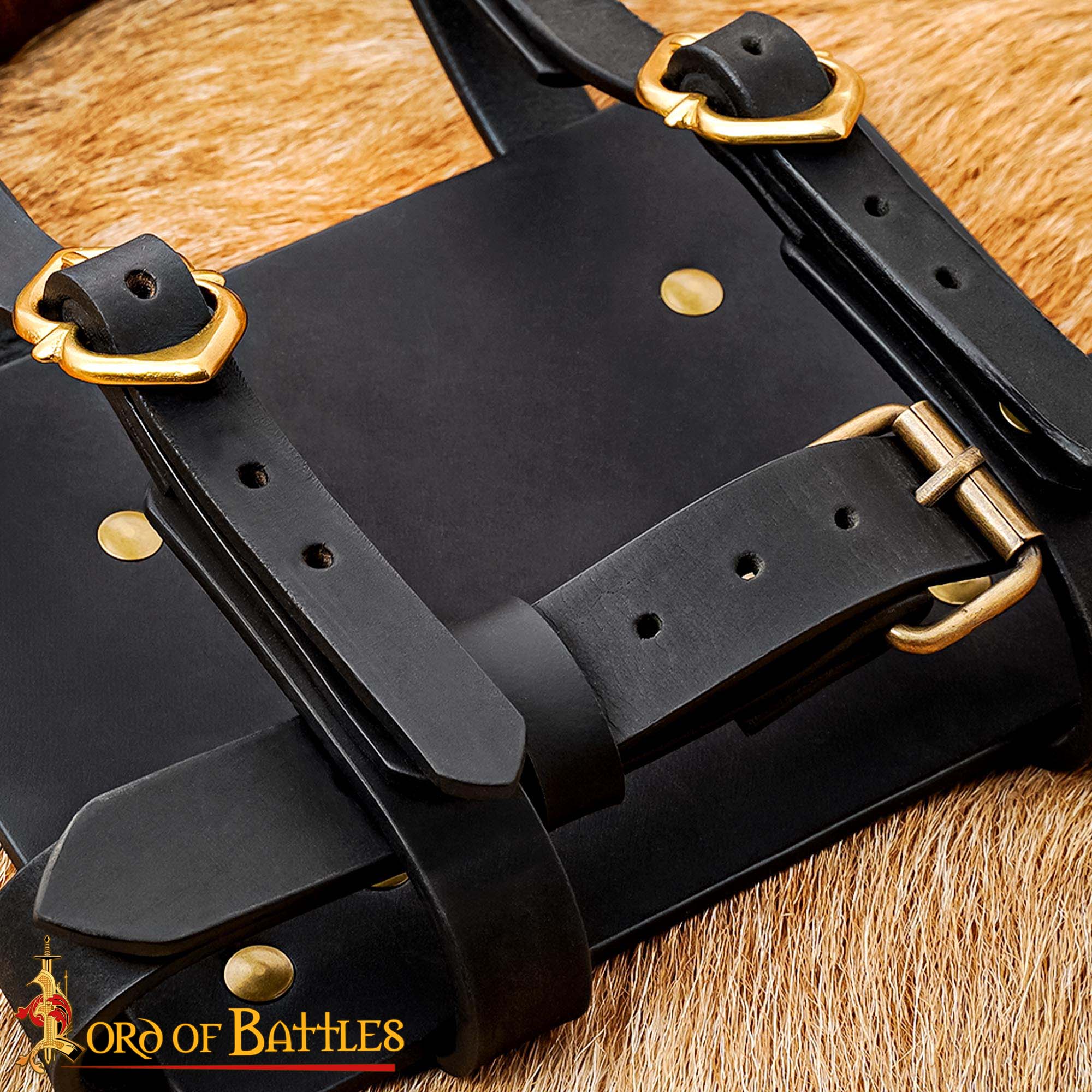 Porta diario medieval de cuero con hebillas de latón - imagen 6