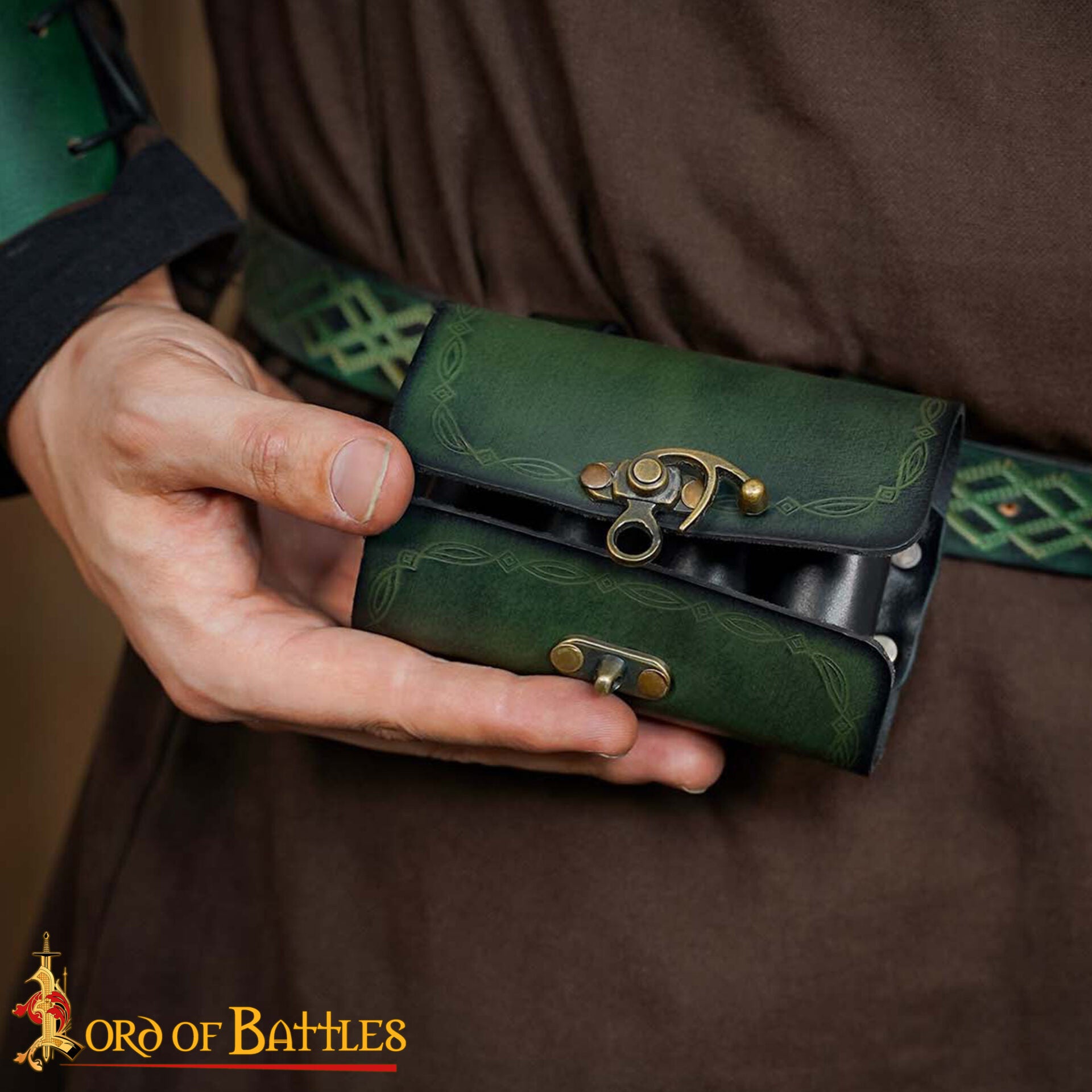 Bolsa de pociones de cuero con 4 frascos