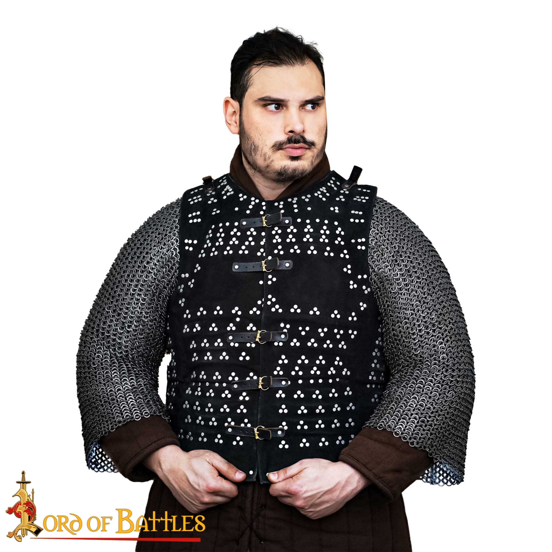 Imagen única de: Brigantina de cuero serraje con placas de acero — estilo s. XV (Leeds)