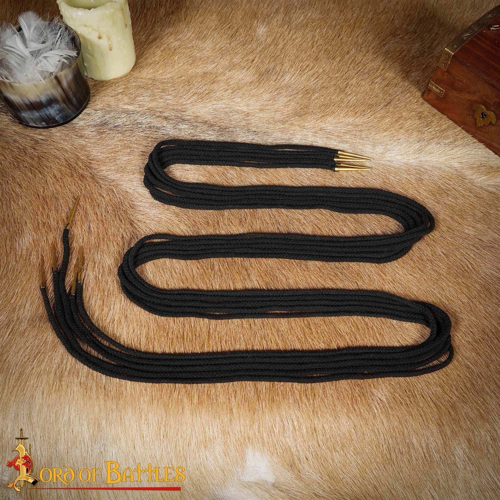 Imagen única de: Cordones de Algodón Negro con Remates de Latón Macizo - Juego de 5 Corbatas Medievales