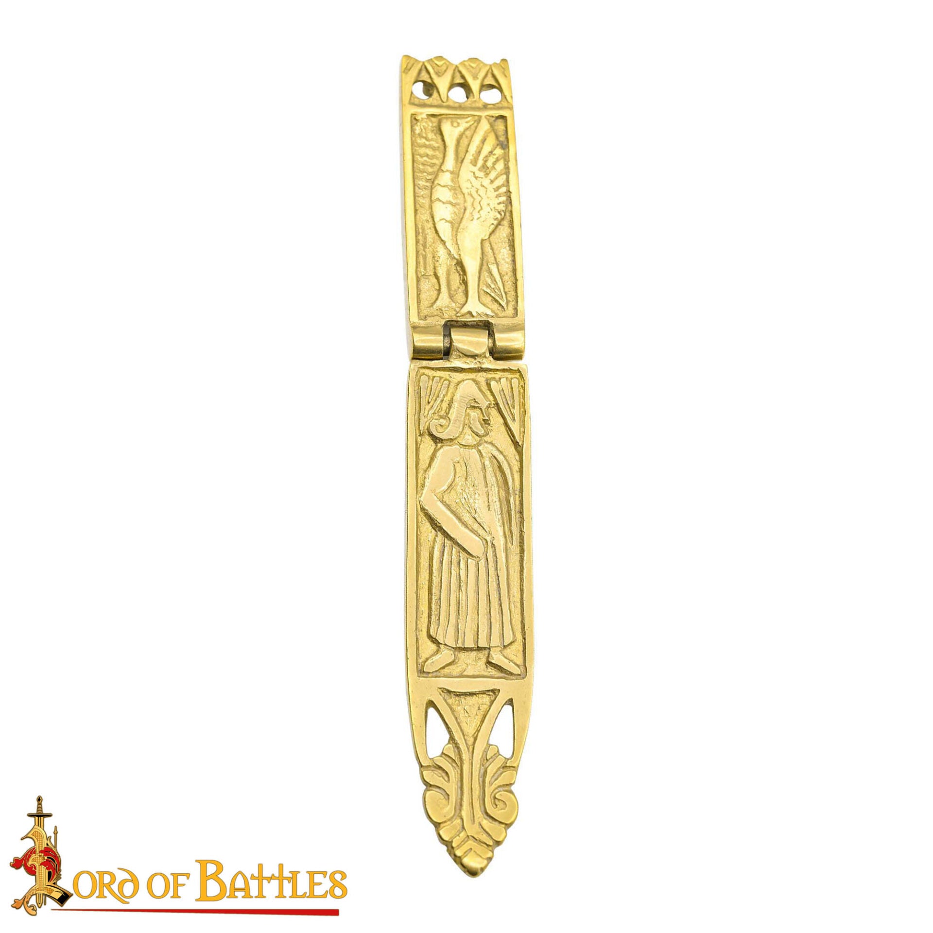 Imagen única de: Vaina de Espada Vikinga de Latón - 16,5 Cm Guarnición Grabada con Diseño de Bisagra