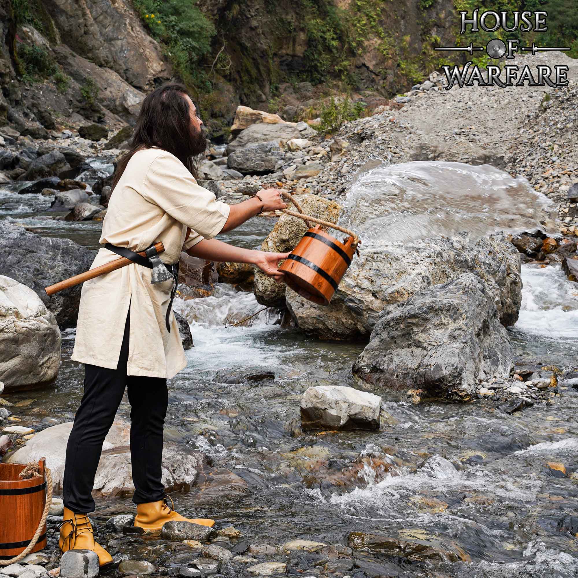 Cubos de madera artesanales — Baldes rústicos de agua (S, M, L) - imagen 16