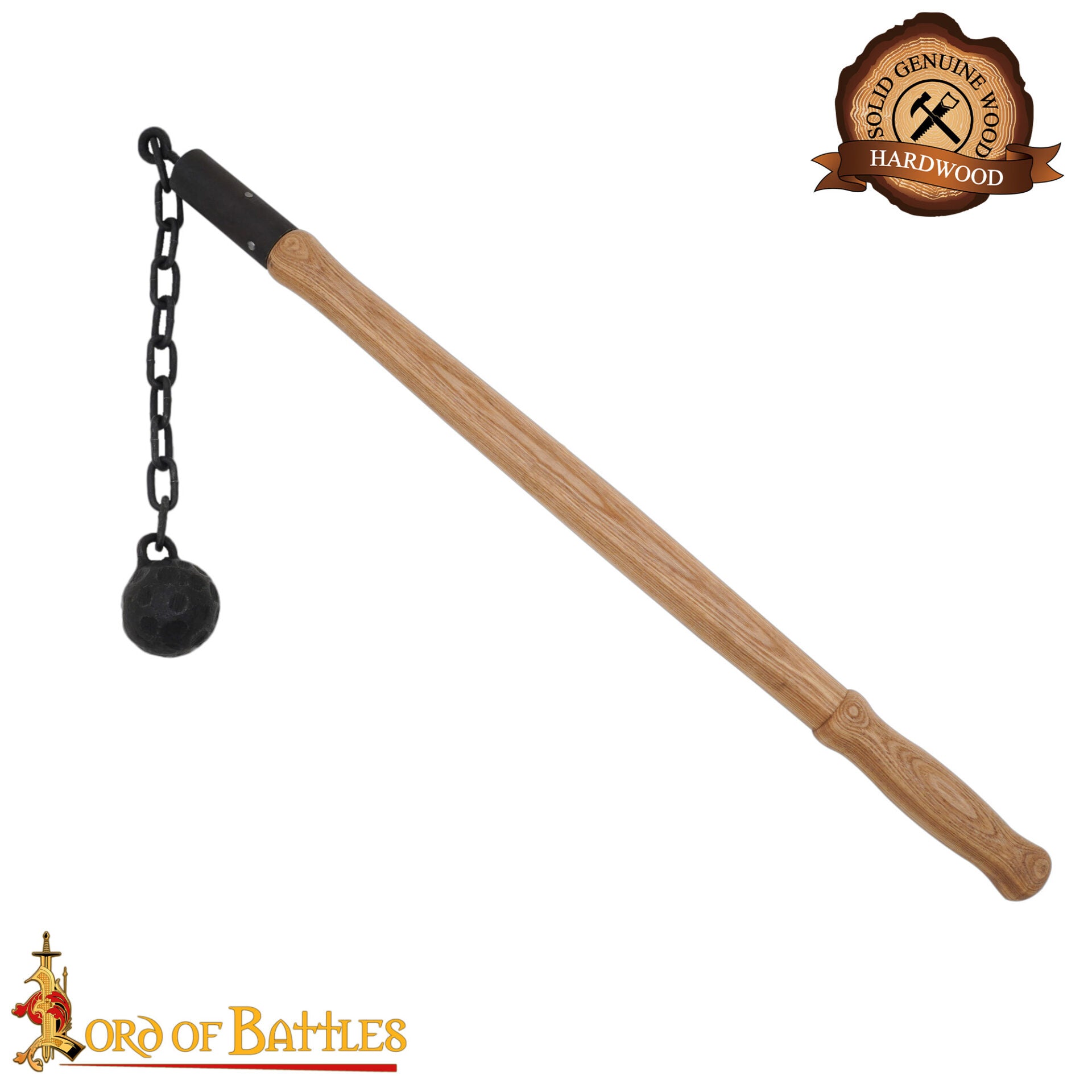Maza de cadena medieval con bola de hierro y mango de madera - imagen 12