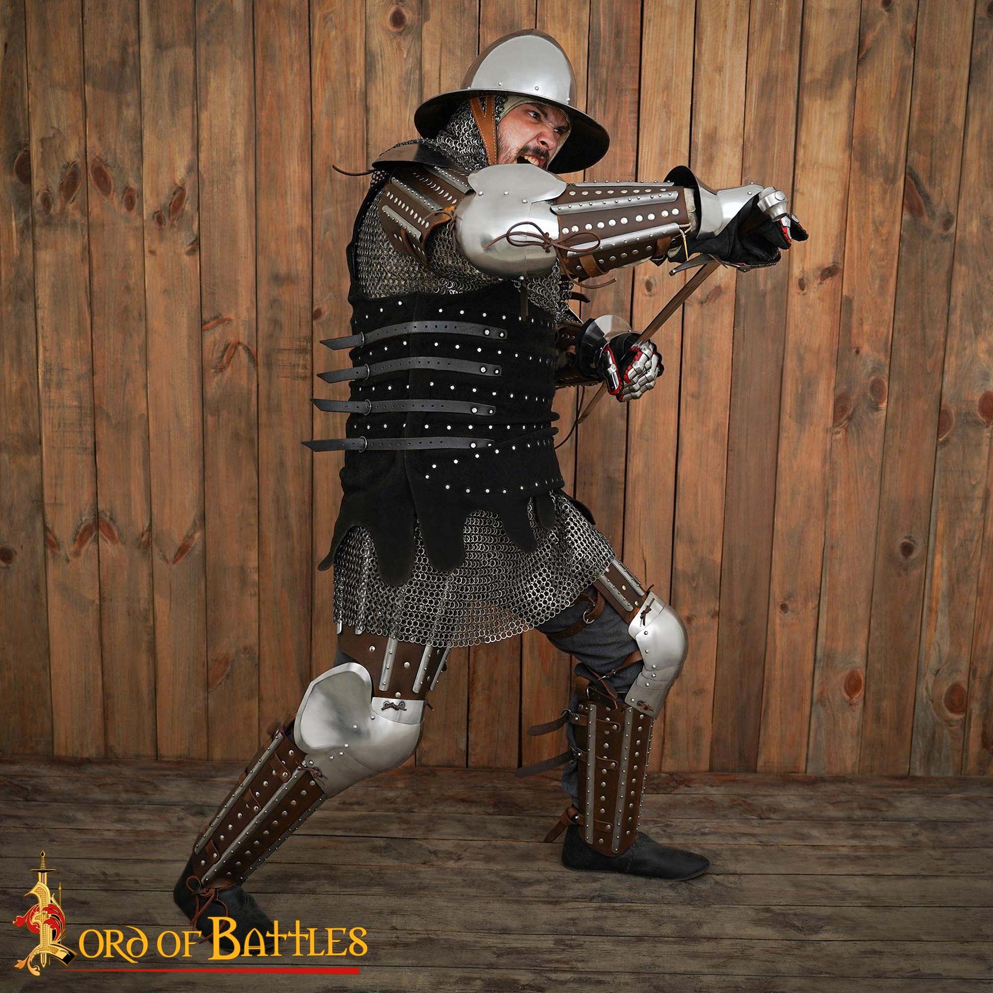 Imagen única de: Armadura Medieval Entablillada - Acero Pulido Calibre 16 y Cuero - Ajuste Universal